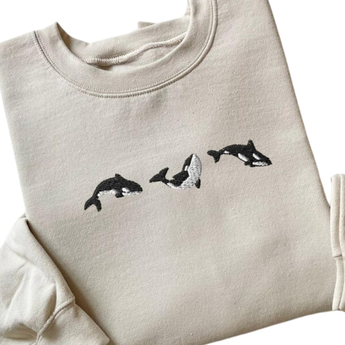 Orca Whale Embroidered T-Shirt, Hoodie & Sweatshirt Set - Ocean Marine Life Apparel for Whale Lovers - Perfect for Beach Days, Wildlife Enthusiasts and Casual Outings