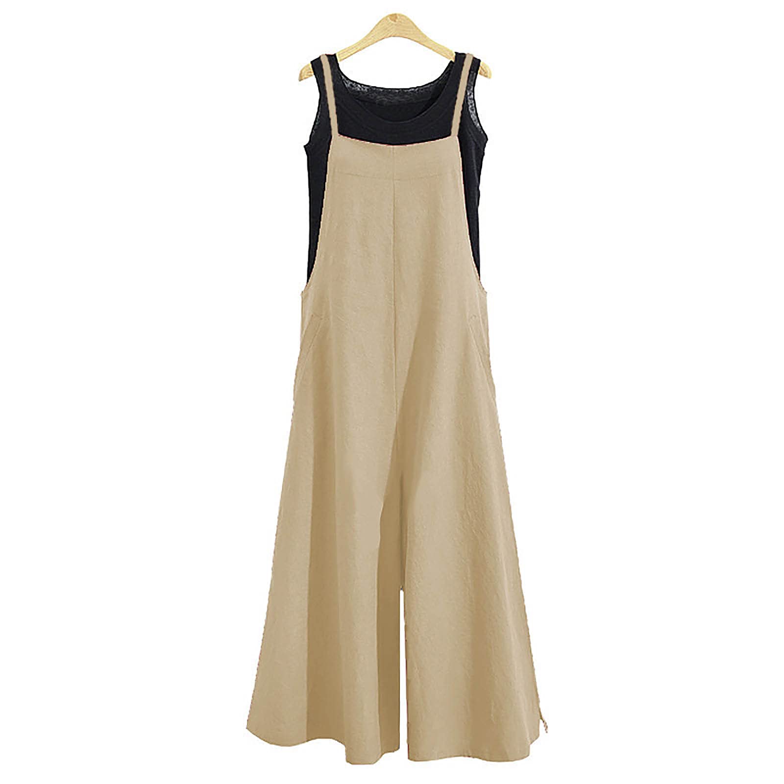 NNAAII Women's Oversized Bib Jumpsuit Romper Pants - Plus Size Denim Overalls with Adjustable Straps (Khaki, XXXXXL) for Casual Wear, Work, and Outdoor Activities