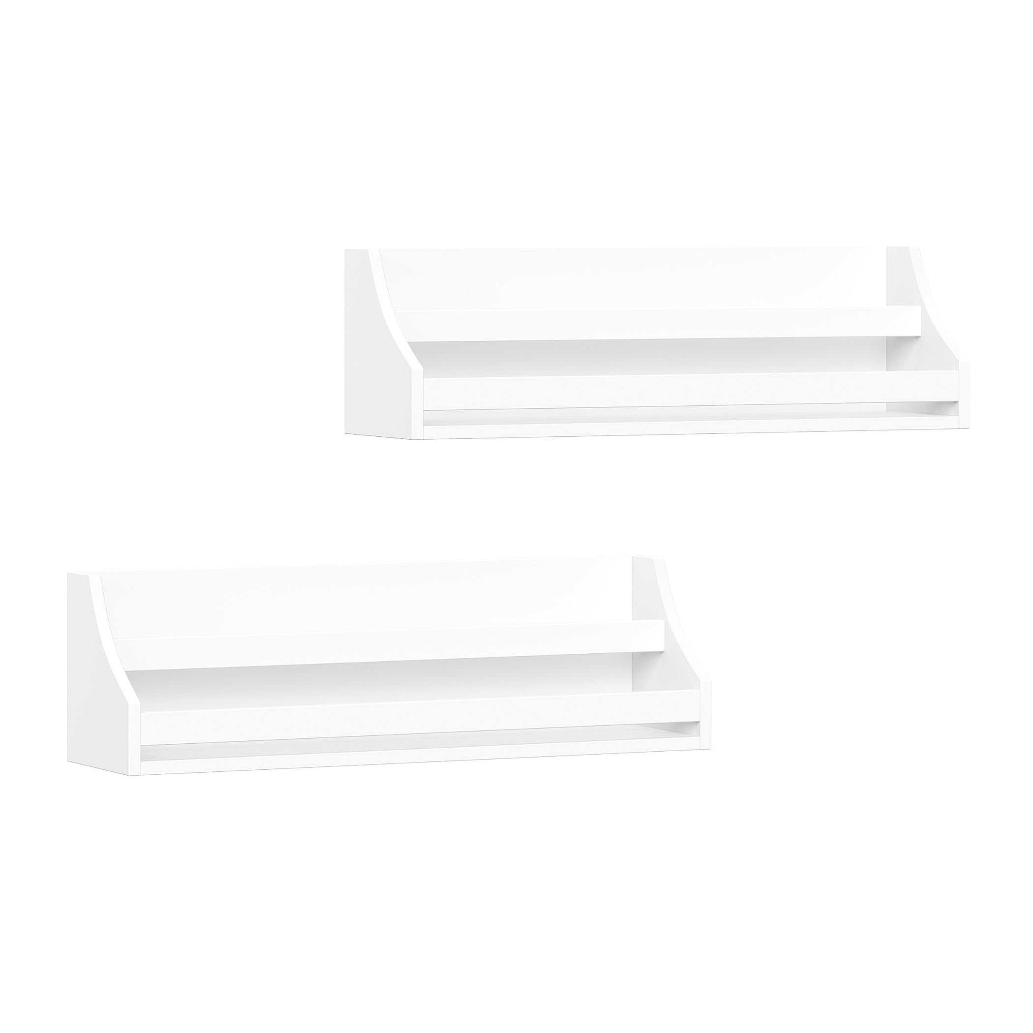 RiverRidge Kids Book Nook Wall Bookshelf Set (2 Pack) - White Floating Shelves for Nursery, Playroom & Living Room - Spacious Children's Book Storage for Favorite Books, Photo Albums & Keepsakes - Easy Assembly & Wall Mounting - Perfect for Bedroom Decor, Classroom Organization & Montessori Learning Spaces