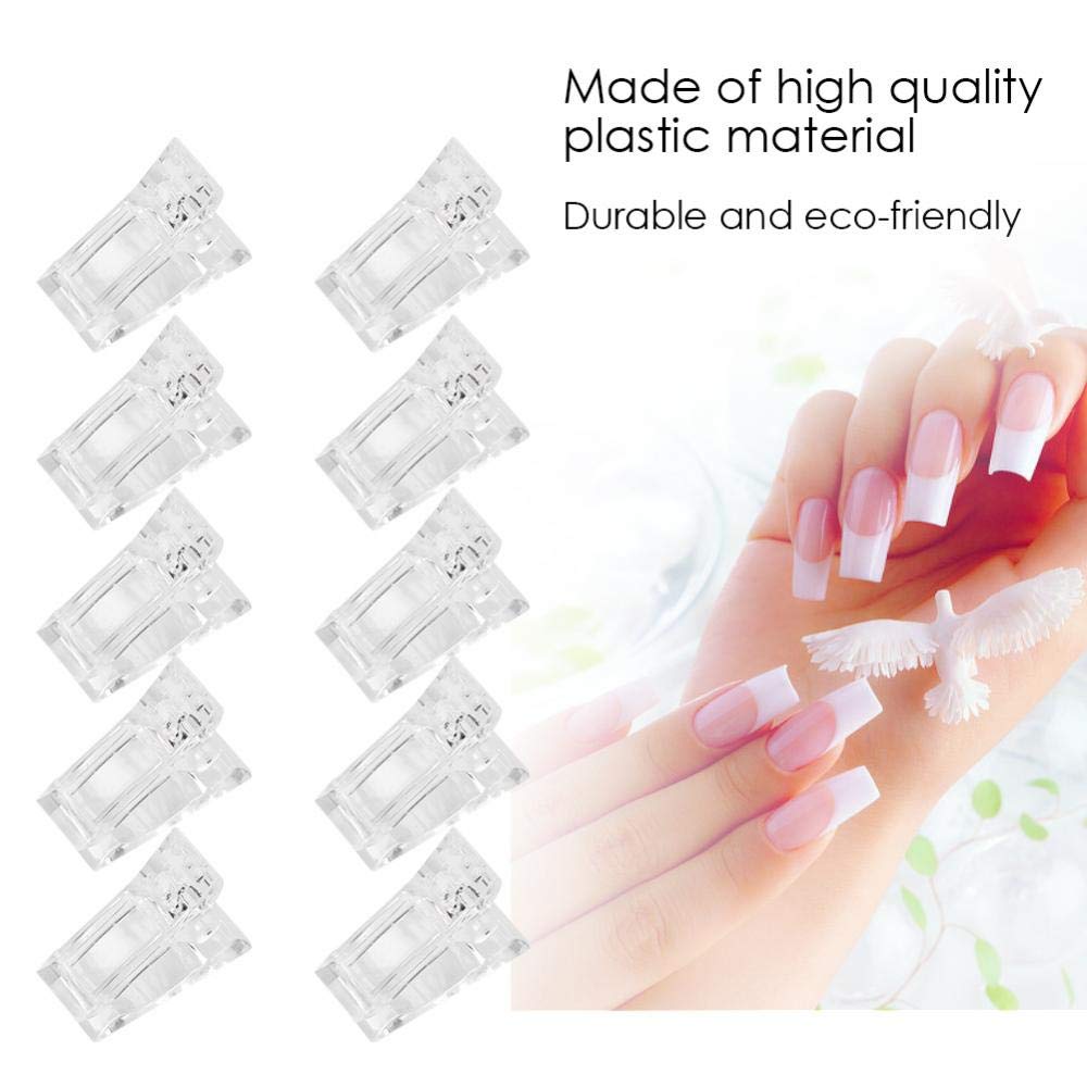 Rotekt 10pcs Transparent Nail Tips Clips for Poly Gel - Quick Building Mold Clips Set, Nail Art Accessories for Professional & DIY Manicures at Home or Salon
