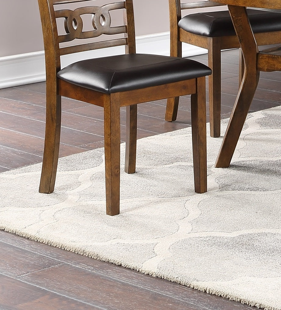 Walnut Finish Dining Room Chairs Set of 2 - Padded Cushion Seats with Unique Back Design - Perfect for Kitchen, Breakfast Nook & Formal Dining Rooms