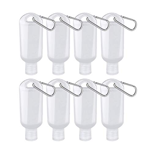 8Pcs 60ML Leakproof Travel Spray Bottles - Clear Plastic Refillable Keychain Containers with Flip Cap | Portable Cosmetic & Toiletries Mist Spray for Perfume, Essential Oils, Hair Care | Perfect for Travel, Gym, Home & Office Use