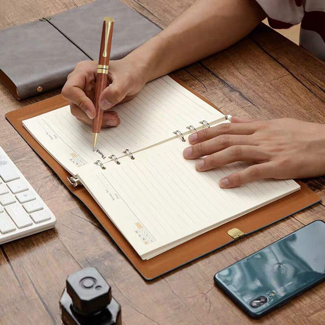 Gullor 2-Pack Handcrafted Wooden Retractable Ballpoint Pens - Premium Writing Gift for Office, School & Business Professionals