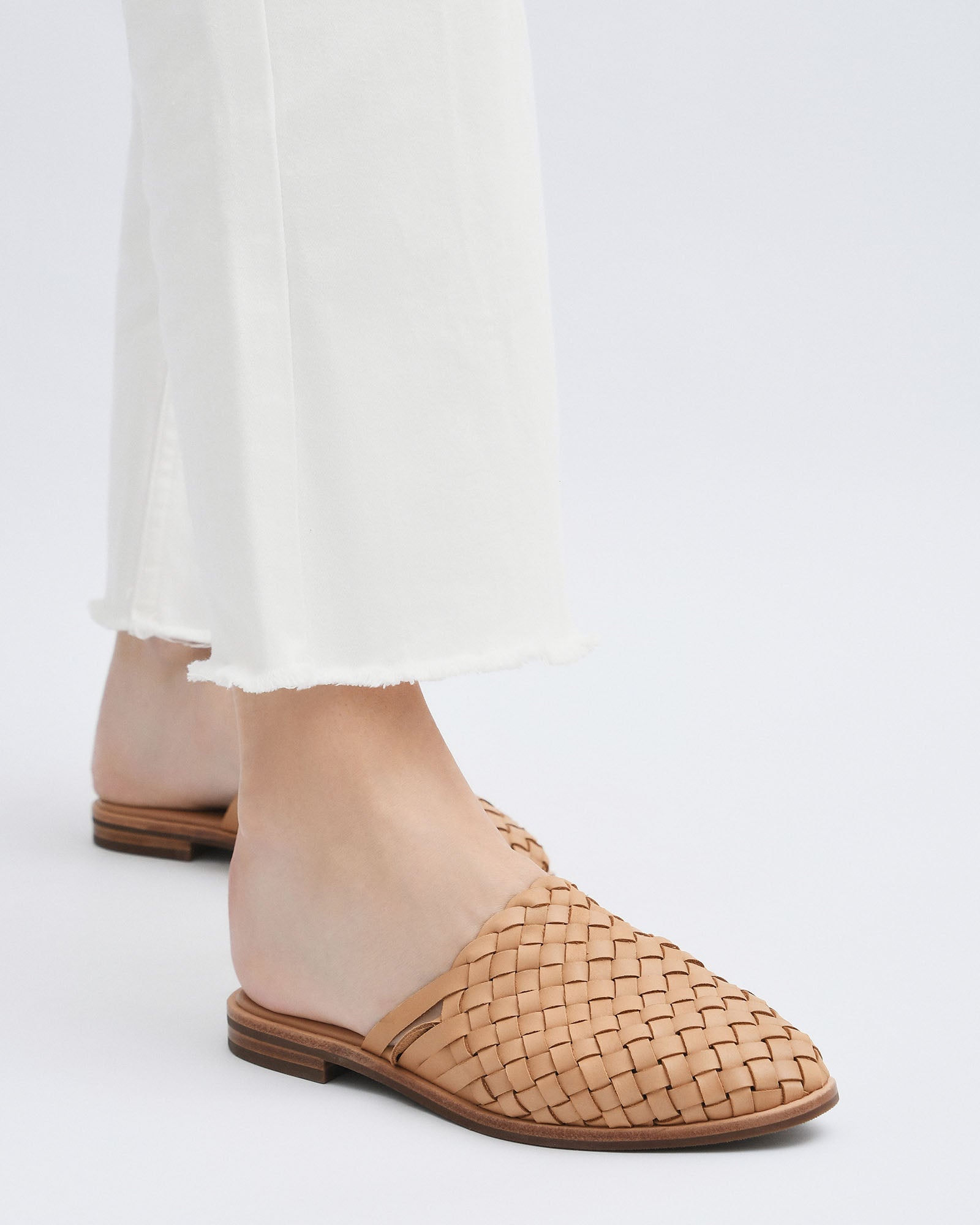 WEAVER Casual Leather Flats for Women - Tan Comfortable Slip-On Shoes for Work, Travel & Everyday Wear
