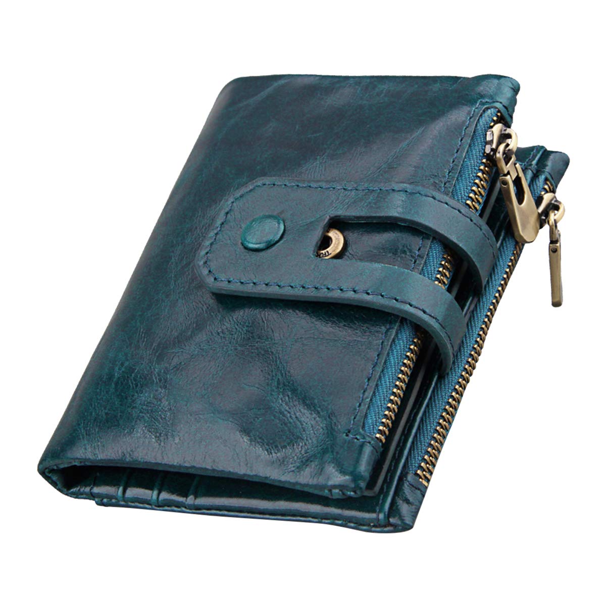 RFID Blocking Genuine Leather Bifold Wallet for Men - Slim Front Pocket Wallet with ID Window & Card Holder | Minimalist Blue Design | Perfect for Travel, Business & Everyday Use