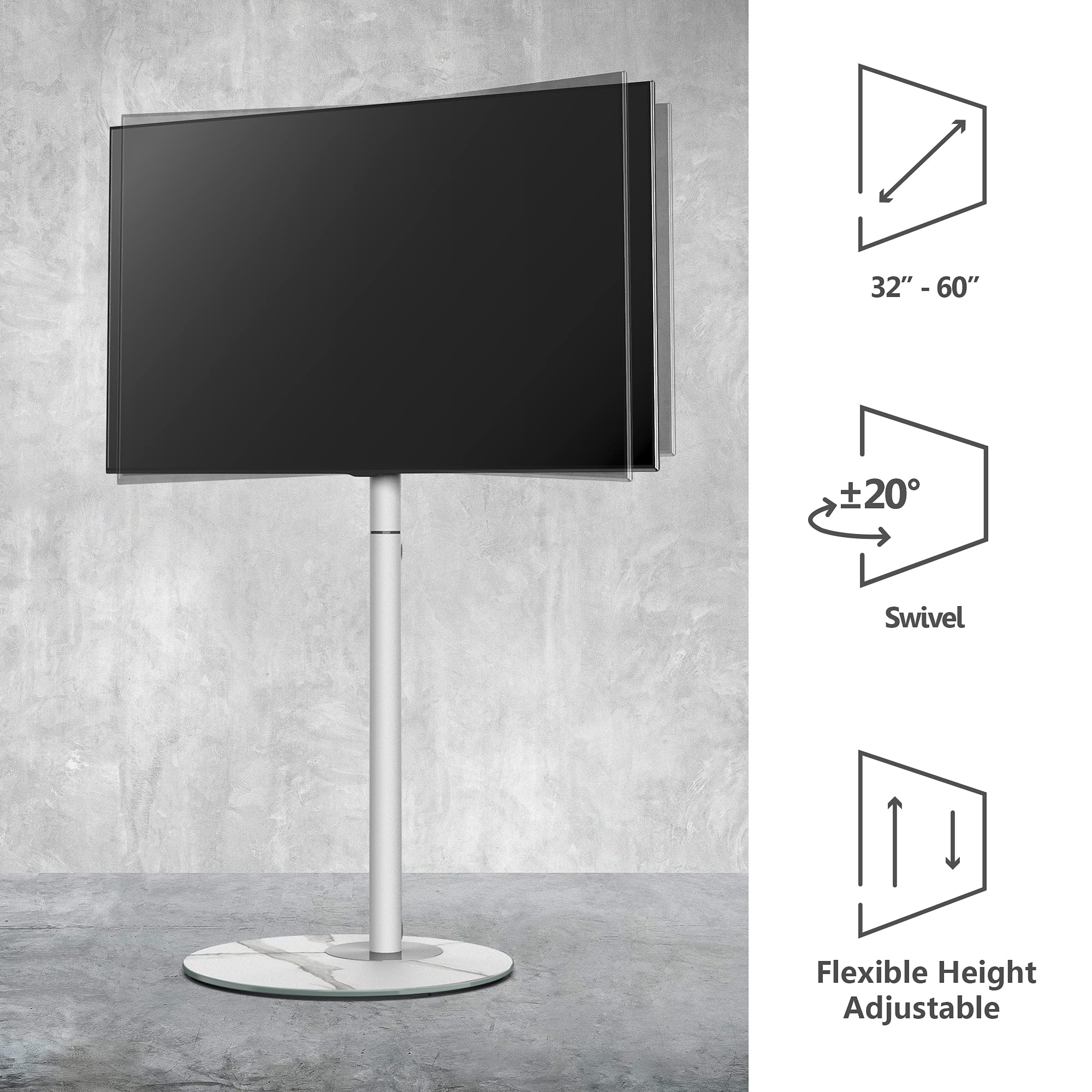 FITUEYES Swivel TV Stand for 32-60 Inch TVs - Modern Corner TV Stand with Adjustable Height & Cable Management - Master Series - Perfect for Living Room, Bedroom & Home Theater Setup