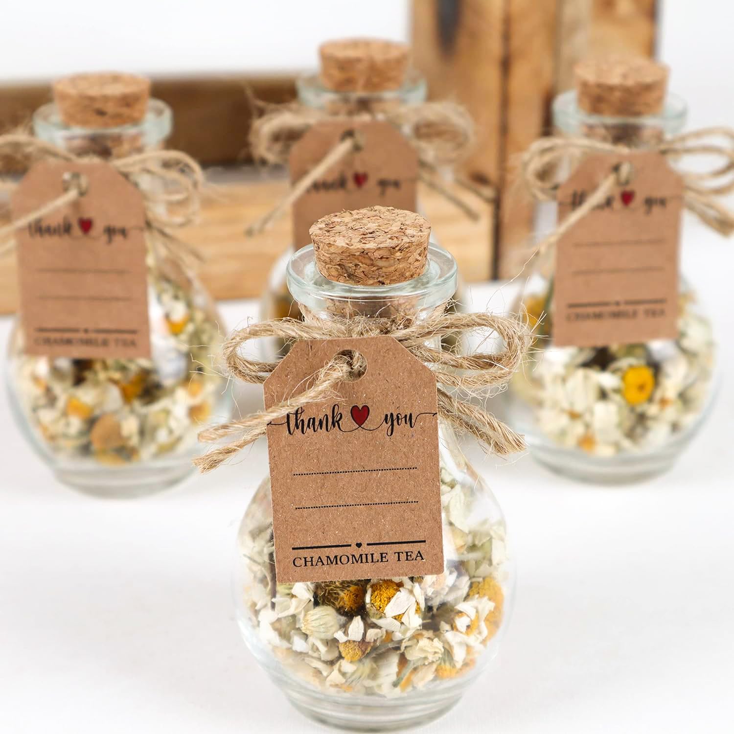 10-Pack Elegant Chamomile Tea Jars - Perfect Wedding Favors, Bridesmaid Gifts & Bridal Shower Decorations - Thoughtful Engagement Gifts for Women - Ideal for Tea Parties, Wedding Receptions & Guest Souvenirs