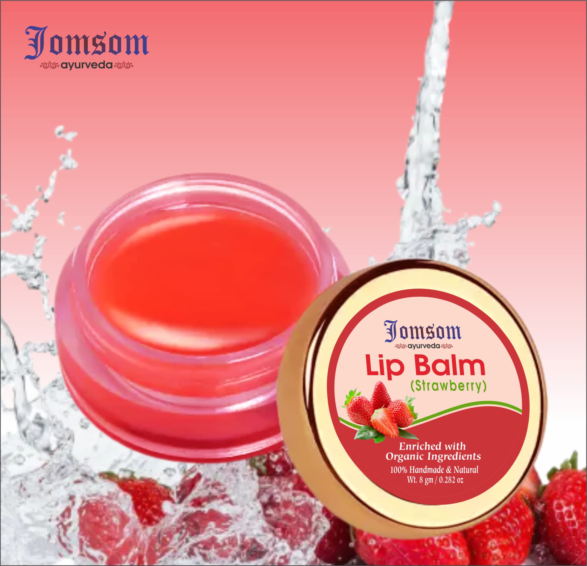 Organic Strawberry Lip Balm with SPF 30 & Vitamin C+E - Moisturizing, Lightens Dark Lips & Reduces Pigmentation - 12g Natural Lip Care for Soft Pink Lips - Perfect for Daily Use, Sun Protection & Night Lip Treatment