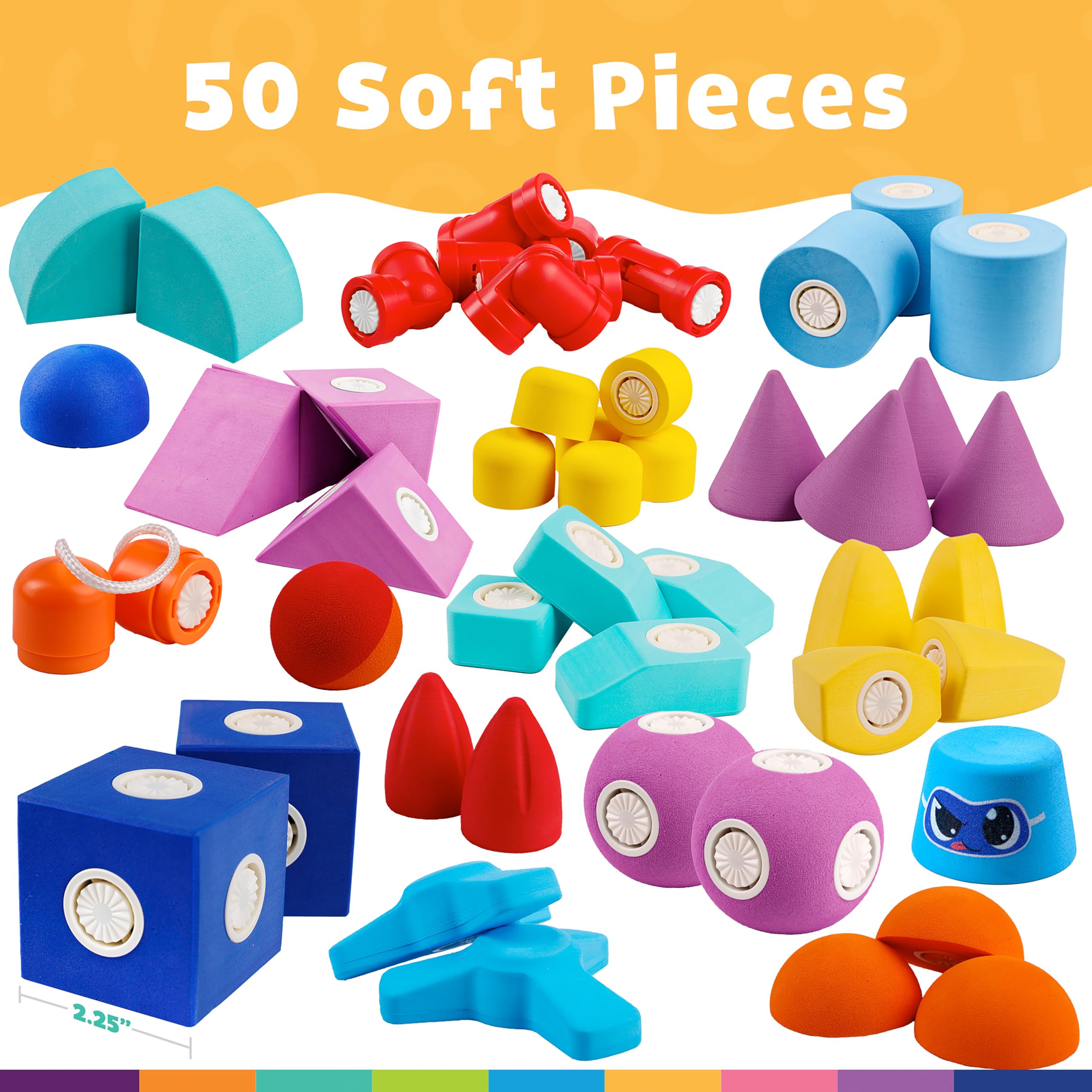 Magnetic Foam Bath Building Blocks - 50-Piece STEM Learning Toys for Kids Ages 3-5, Waterproof Bathtub & Sensory Play Toys, Safe Non-Toxic Preschool Educational Toys for Toddlers | Perfect for Bath Time, Classroom & Indoor Play Activities