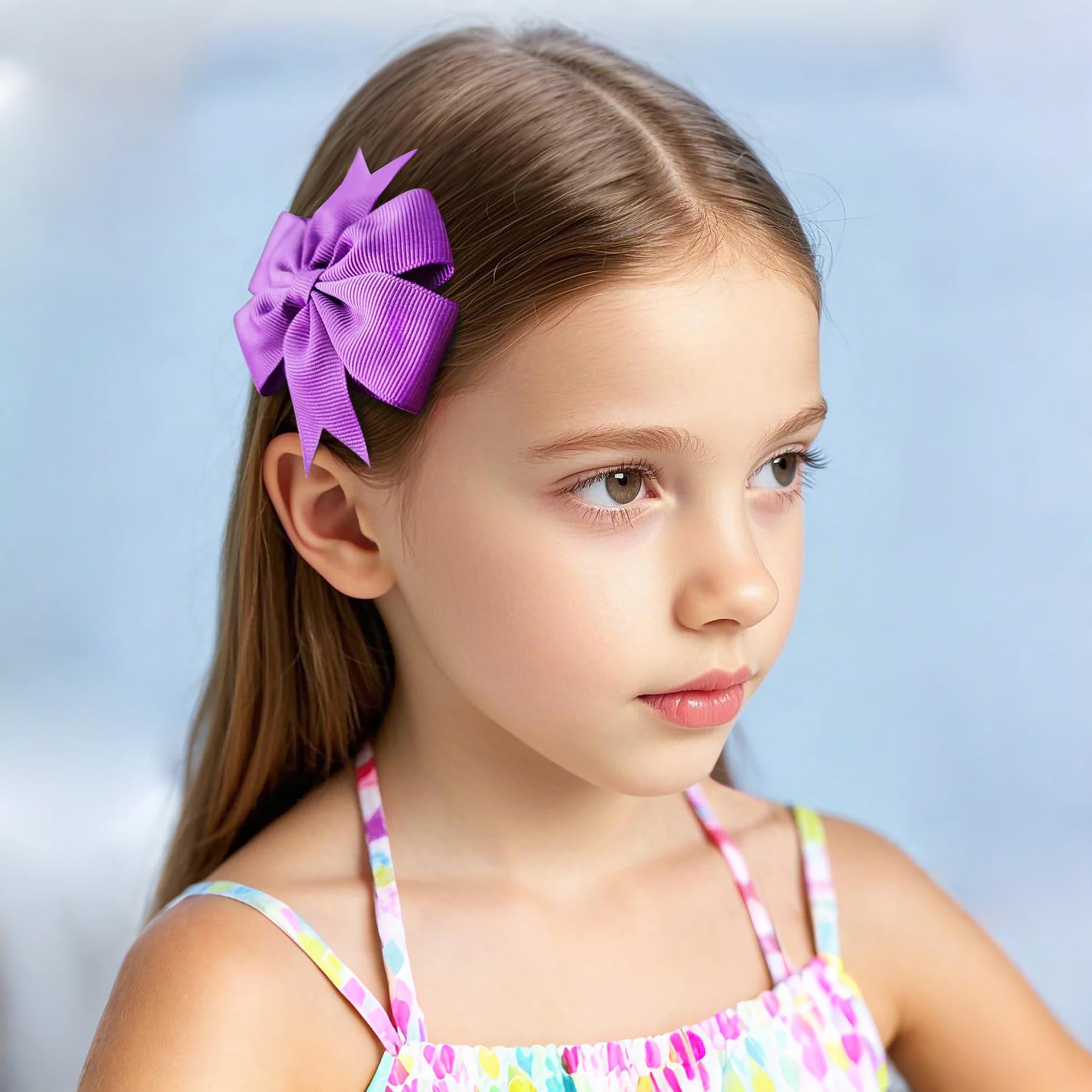 40-Piece 3 Inch Grosgrain Ribbon Pinwheel Hair Bows with Alligator Clips for Girls, Babies & Toddlers - Cute Hair Accessories for Kids & Teens - Perfect for Parties, School & Special Occasions