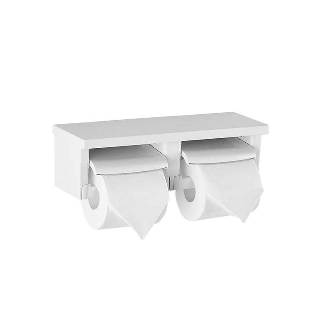 Wall Mount Toilet Paper Holder with Phone Shelf - Self Adhesive Bathroom Tissue Roll Stand for Home, Hotel & Kitchen - Durable White Design | Perfect for Small Spaces & Modern Bathrooms