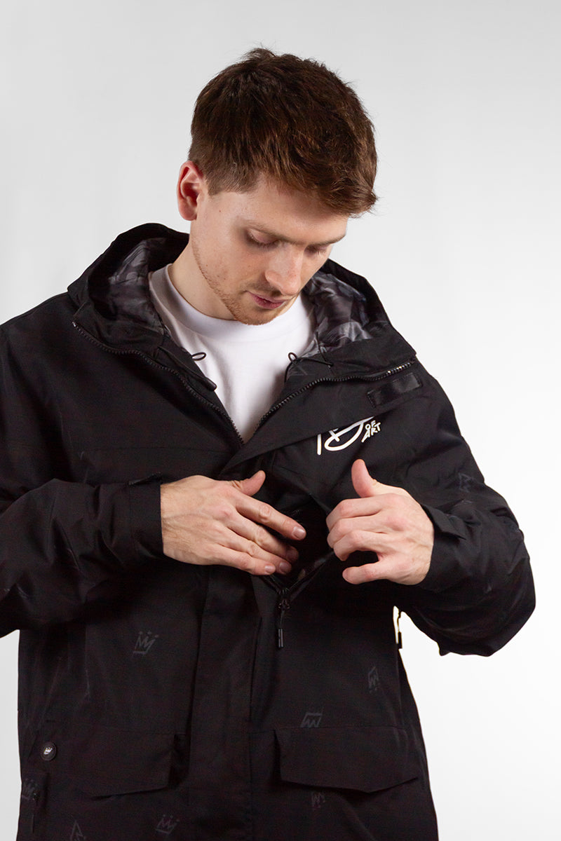 King Of Art Snow Campera - Premium Imported U Nerf Black Winter Jacket for Men & Women | Perfect for Skiing, Snowboarding & Outdoor Winter Activities
