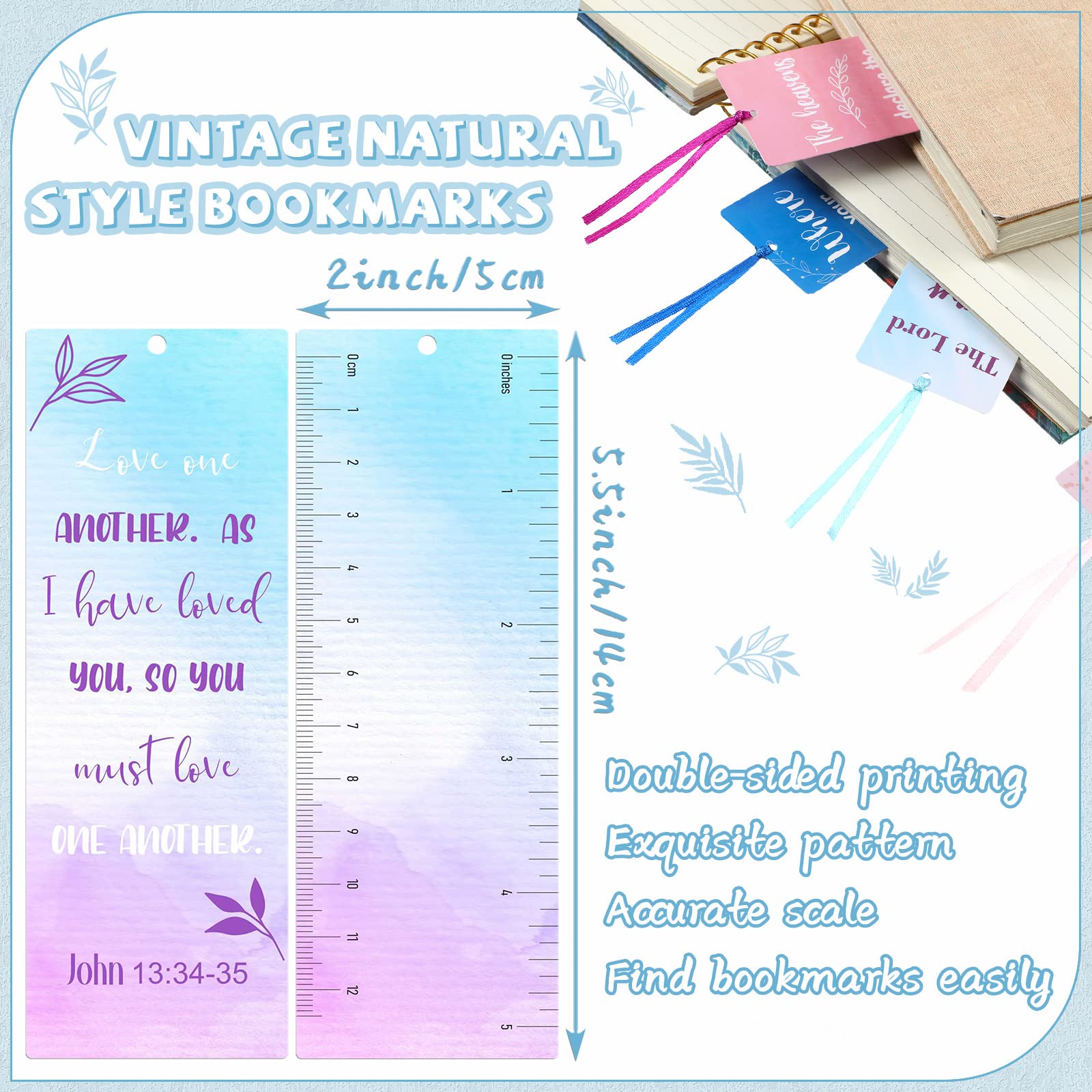 120 Pieces Watercolor Christian Bible Verse Bookmarks - Inspirational Spiritual Gifts for Women, Men & Book Lovers - Perfect for Bible Study, Book Clubs & Religious Gifts (Watercolor Design)