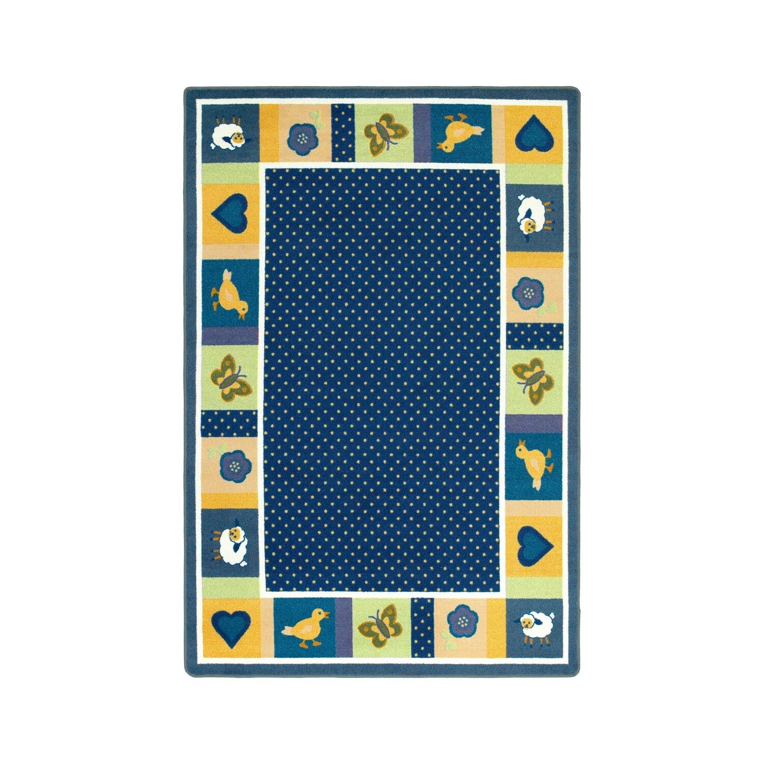 **Joy Carpets Kids Play Rug - Soft Non-Slip Nursery Carpet for Infants & Toddlers, Bold Seeing Spots Design, 3'10