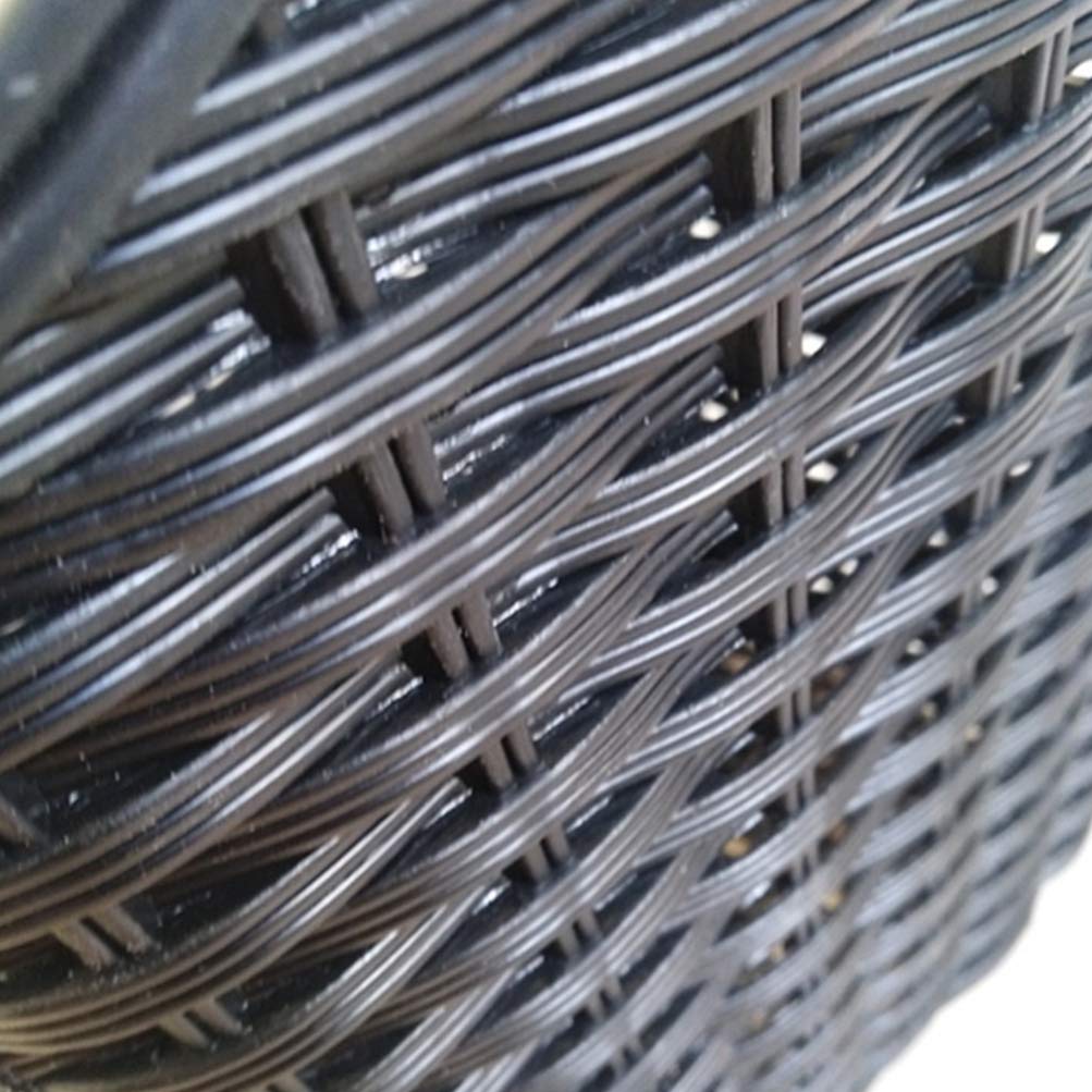BESPORTBLE Black Plastic Bike Basket - Front Handlebar Basket with Rattan Wicker Design & Cover - Outdoor Cycling Storage Accessory for Commuting, Shopping & Picnics