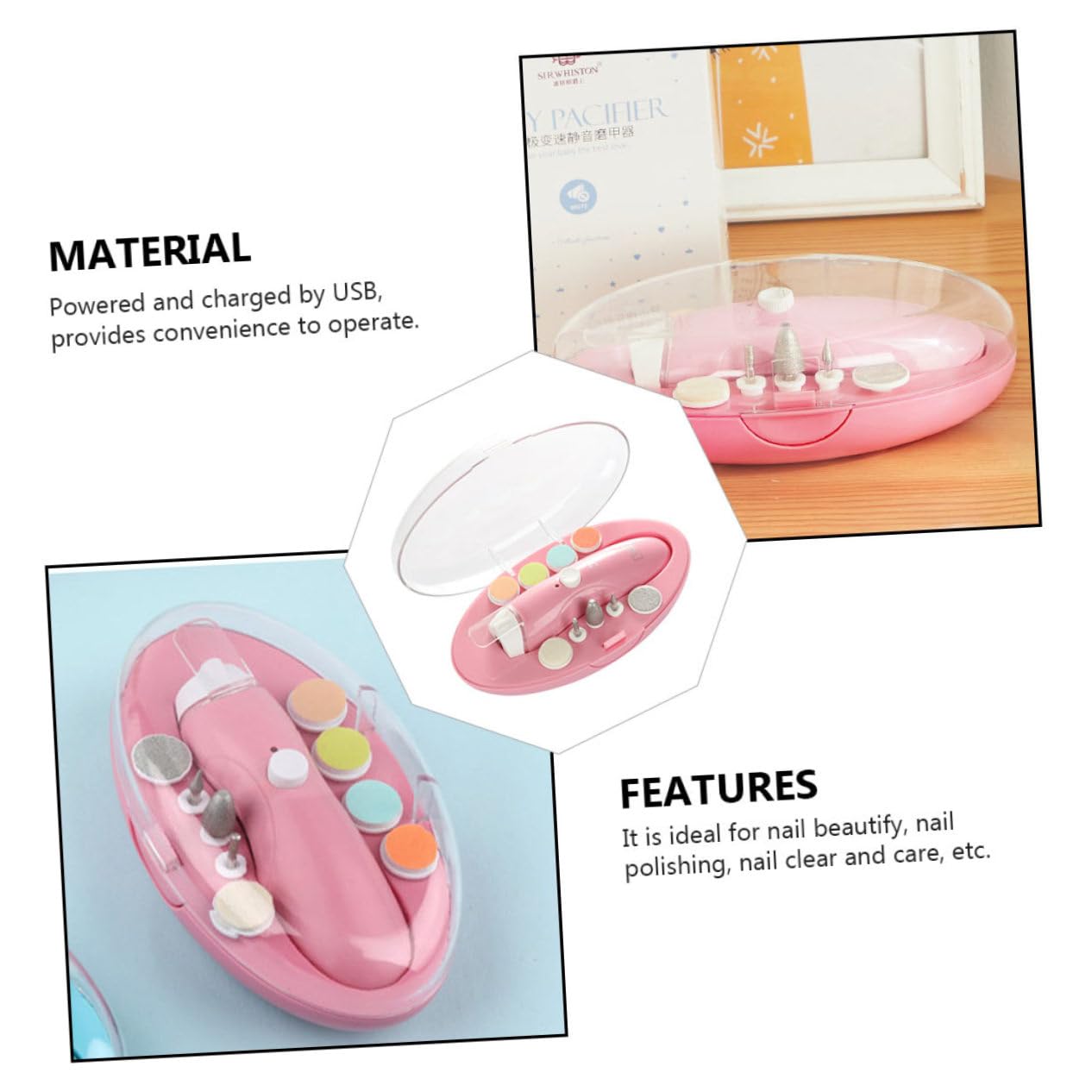 NOLITOY 8-Piece Kids Electric Nail File Set - Safe Nail Trimmer & Polisher for Baby & Toddler Manicure | Gentle Nail Care for Infants, Perfect for Home & Travel Use