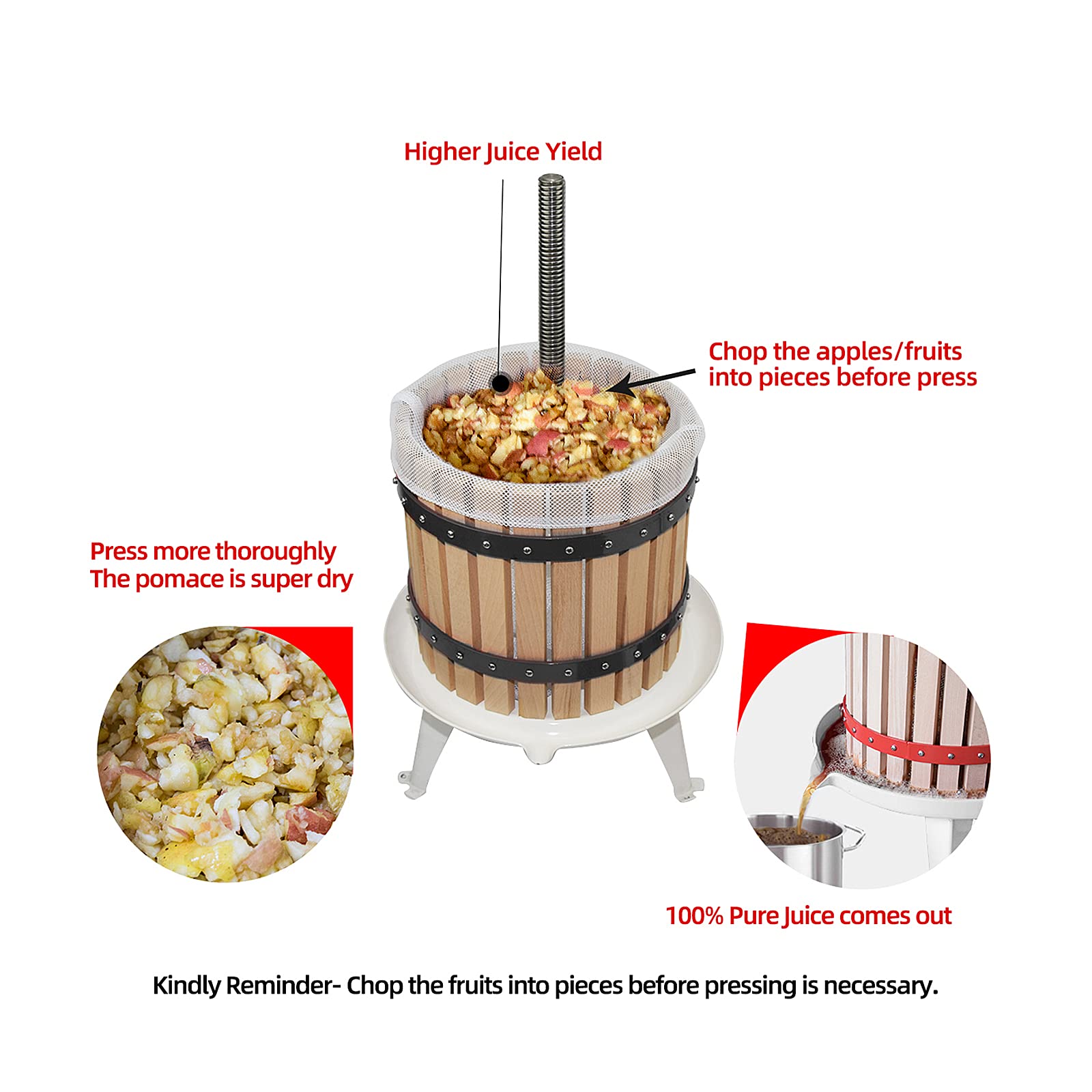 Premium 3.17 Gallon Apple Cider Press with Fruit Crusher & Stand - Heavy Duty Wine Making Kit for Fresh Juice, Hard Cider & Home Brewing - Perfect for Orchards, Homesteads & DIY Enthusiasts