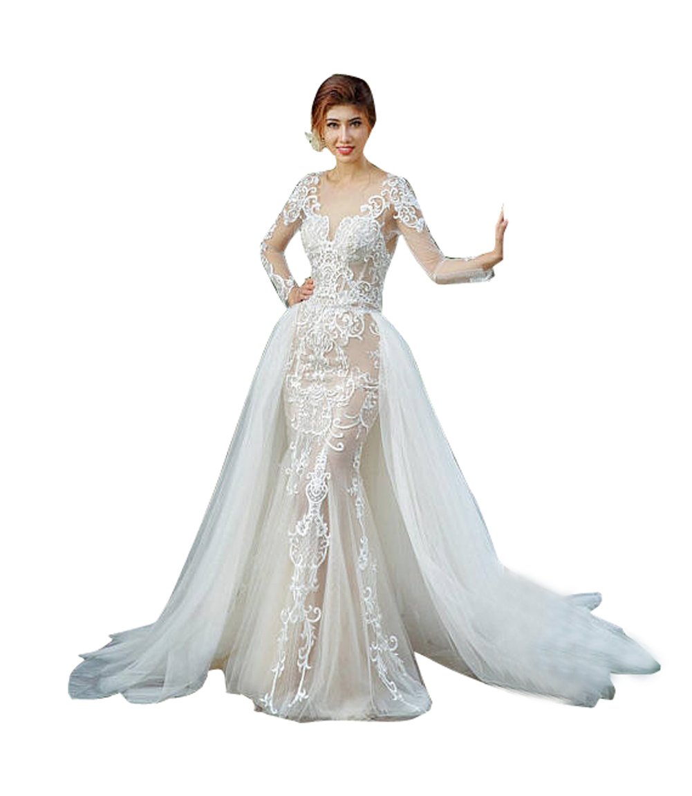 Elegant Detachable Train Long Tutu Maxi Lace Front Opening Wedding Skirt for Brides, Bridesmaids & Formal Events