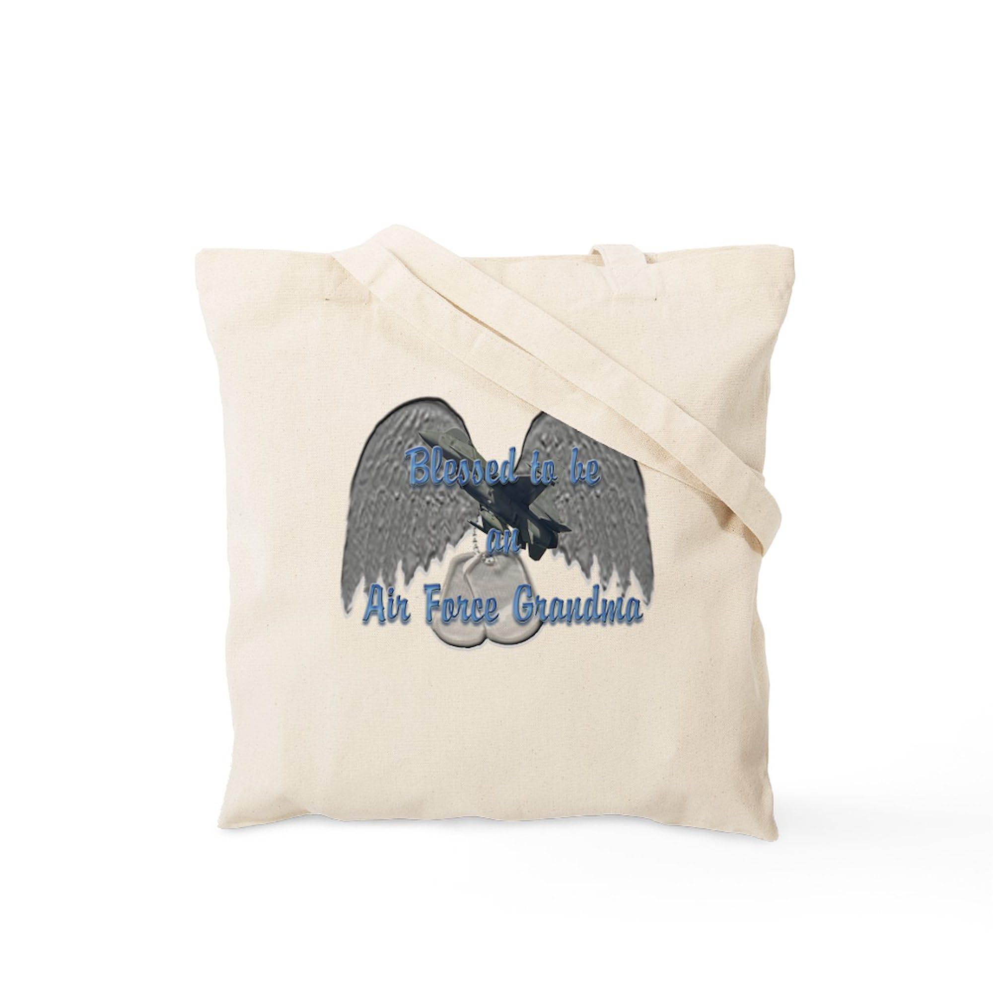 Blessed Air Force Grandma Tote Bag - Natural Canvas Reusable Shopping Bag for Military Families | Perfect for Groceries, Beach Trips & Proud Grandma Outings