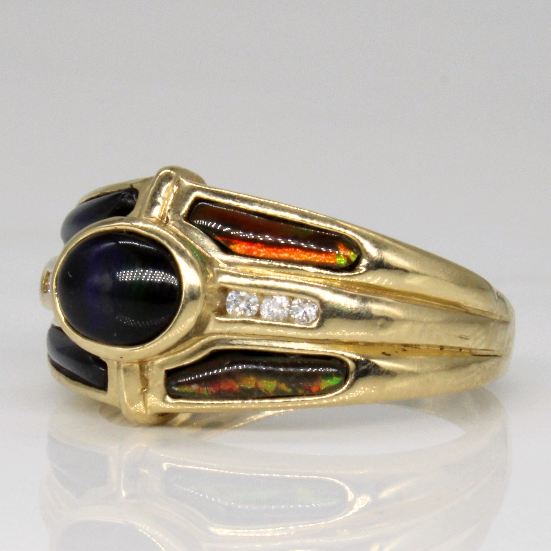 Exquisite 1.50ctw Ammolite & Diamond Ring with 0.07ctw Diamonds | Size 8.25 | Elegant Jewelry for Women | Perfect for Weddings, Anniversaries & Special Occasions