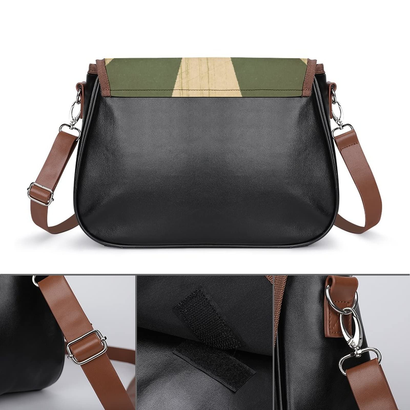 Vintage Leather Crossbody Bag for Women - Medium Hobo Shoulder Bag with Retro Print - Perfect for Daily Use, Travel & Casual Outfits