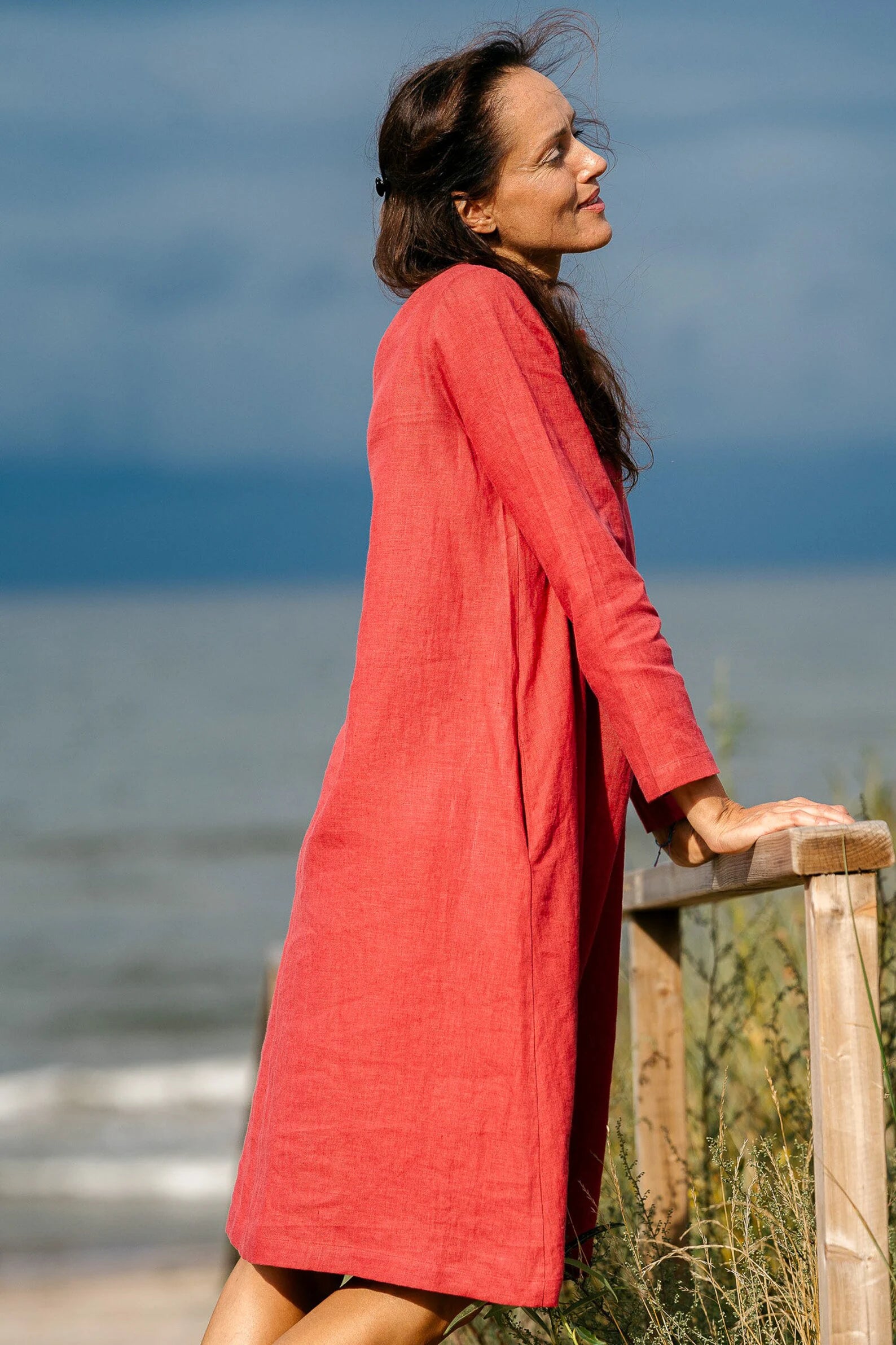 Oversized Linen Dress AURA in Raspberry - Flowy Boho Maxi Dress for Women | Perfect for Beach Vacation, Summer Outfits & Casual Wear