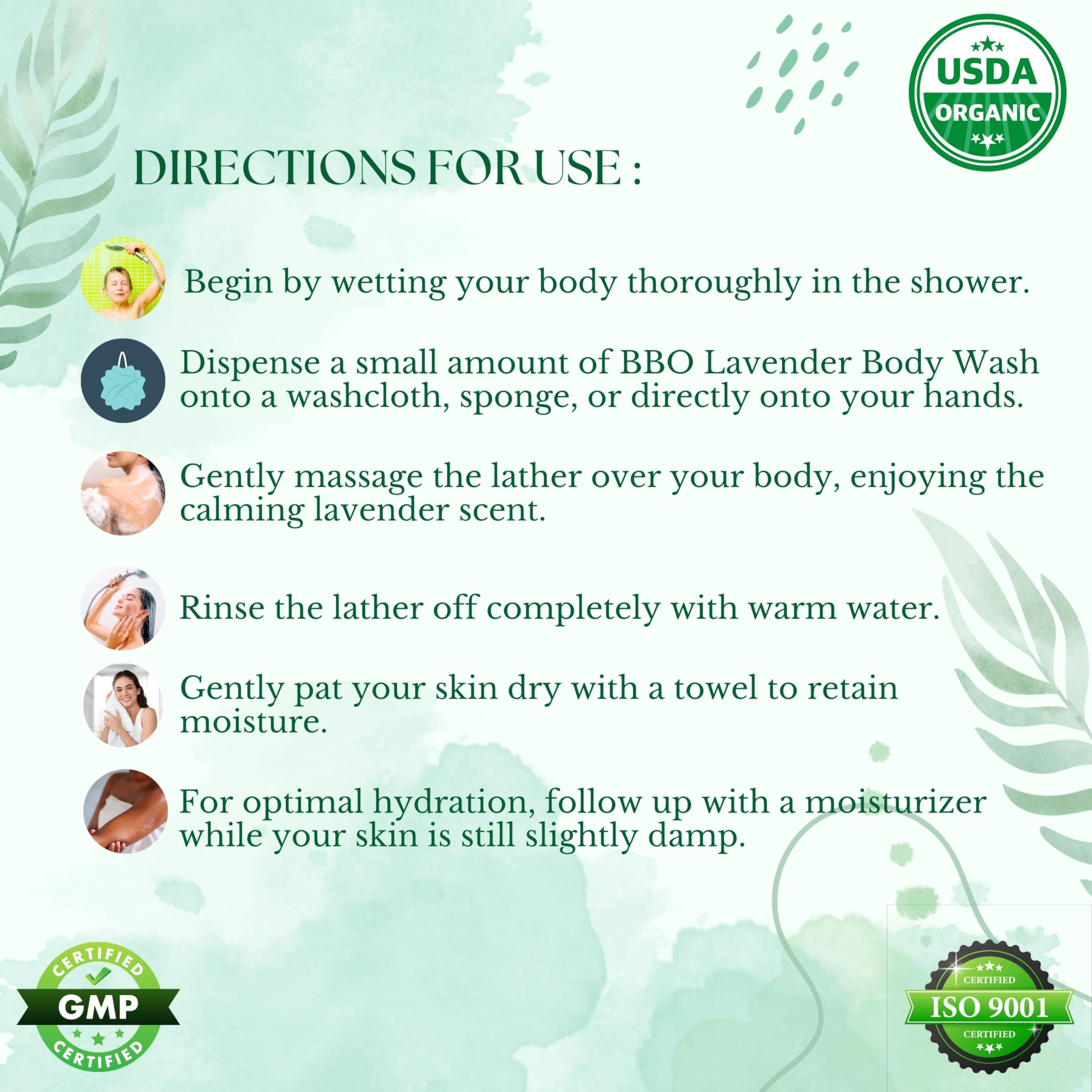 Blush Bunny Organics Zest Cool Mint Body Wash - USDA Certified Organic Anti-Acne Body Wash with Tea Tree & Peppermint Oil for Men & Women | Vegan, SLS, Paraben & Alcohol Free (300ml) - Refreshing Daily Shower for Clear, Healthy Skin