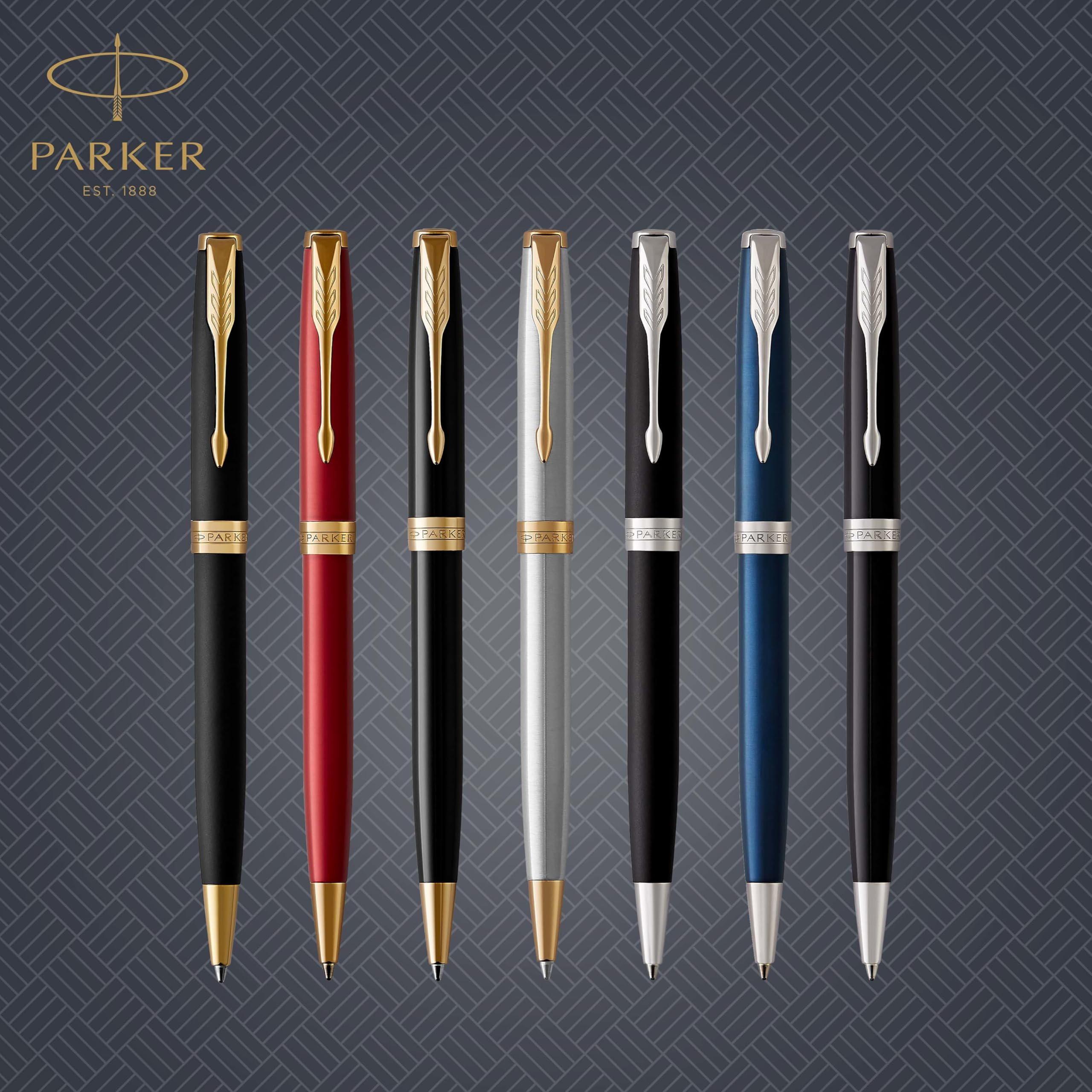 Parker Sonnet Ballpoint Pen - Matte Black Lacquer with Palladium Trim, Medium Point Black Ink Refill, Luxury Gift Box Set - Perfect for Business, Office, and Executive Gifts