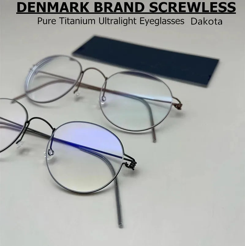 Aimee Men's Full Rim Round Screwless Titanium Eyeglasses 2248 - Lightweight & Durable Titanium Frame for Reading, Work & Everyday Use
