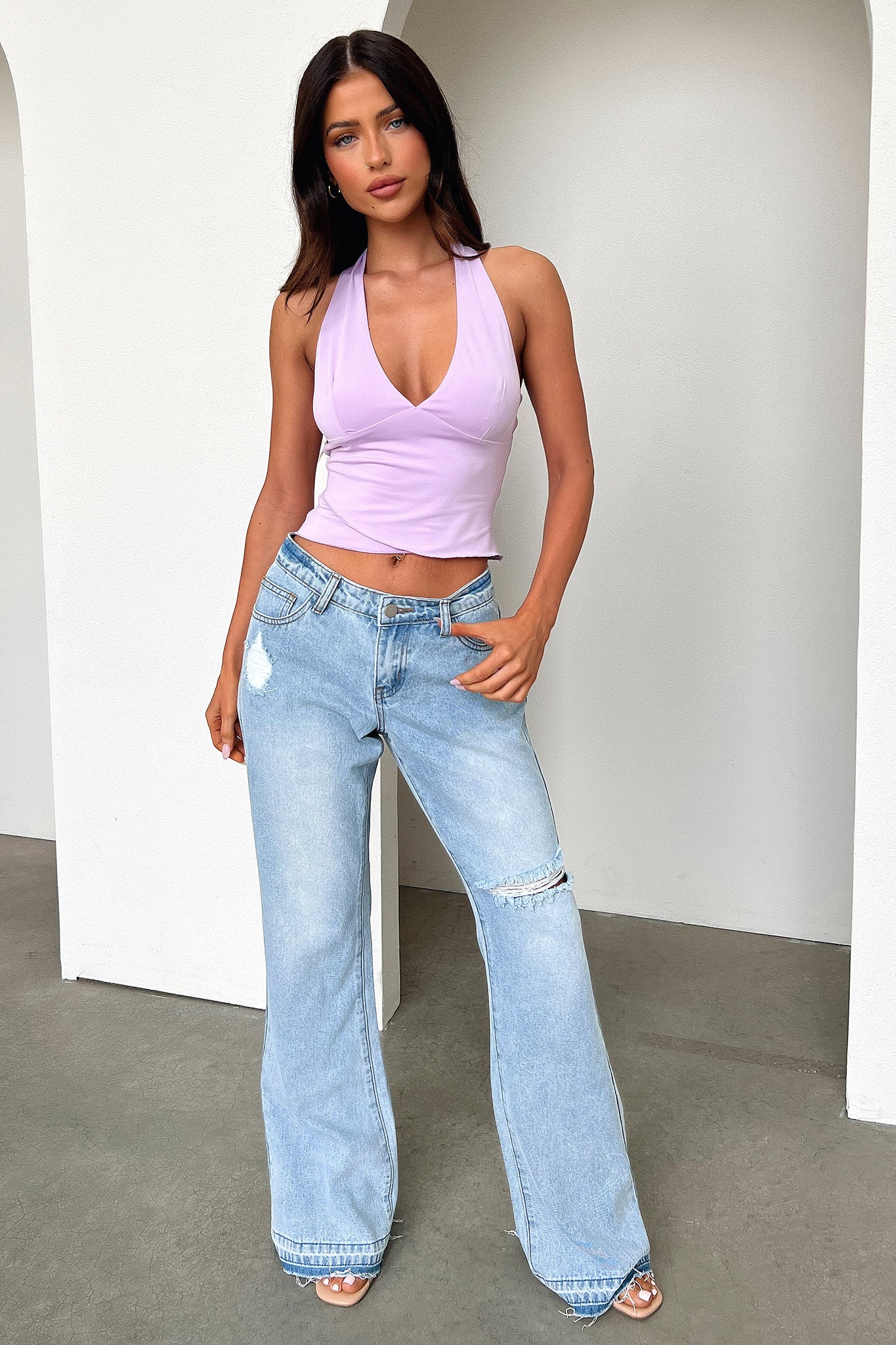 Athena Women's Purple V-Neck Top | Flowy Casual Blouse for Everyday Wear | Perfect for Work, Dates & Outings
