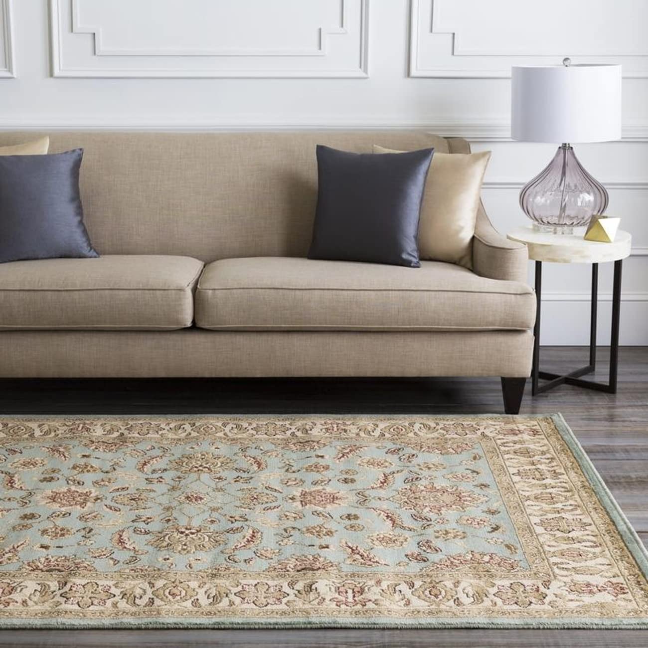 Mark&Day Lamont Traditional Sage Area Rug 9x13 - Soft Yellow Grey Carpet for Living Room, Bedroom, Kitchen - 8'10
