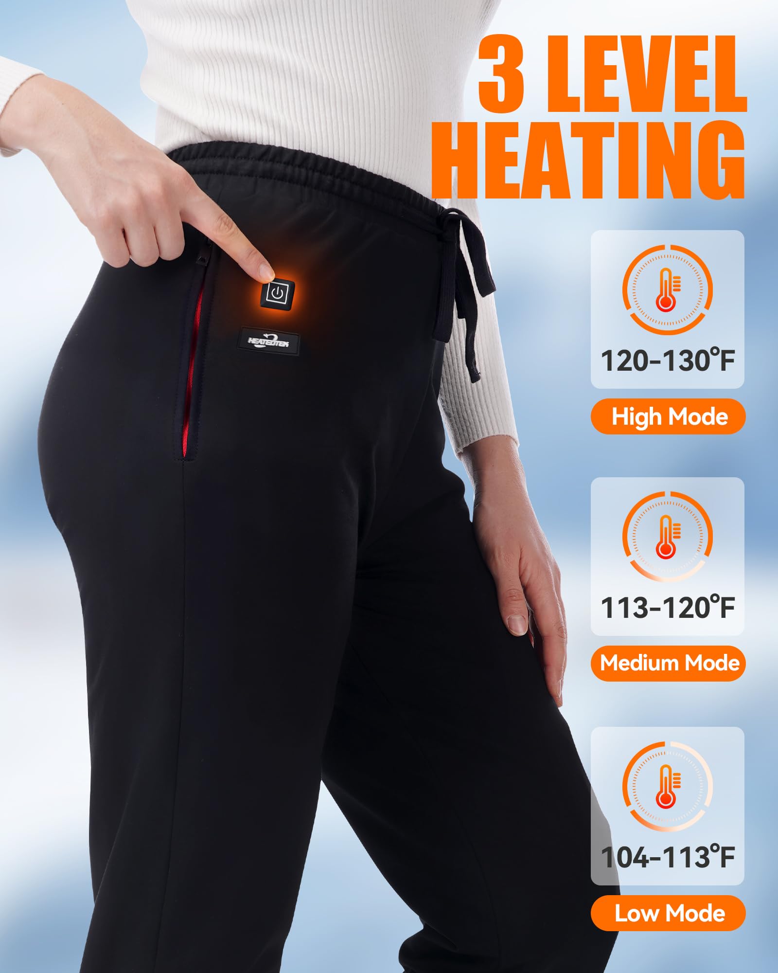 Women's Heated Pants with 4-in-1 Smart Controller - Soft Thermal Sweatpants for Winter Warmth | Perfect for Outdoor Activities, Skiing, Hiking & Cold Weather Comfort