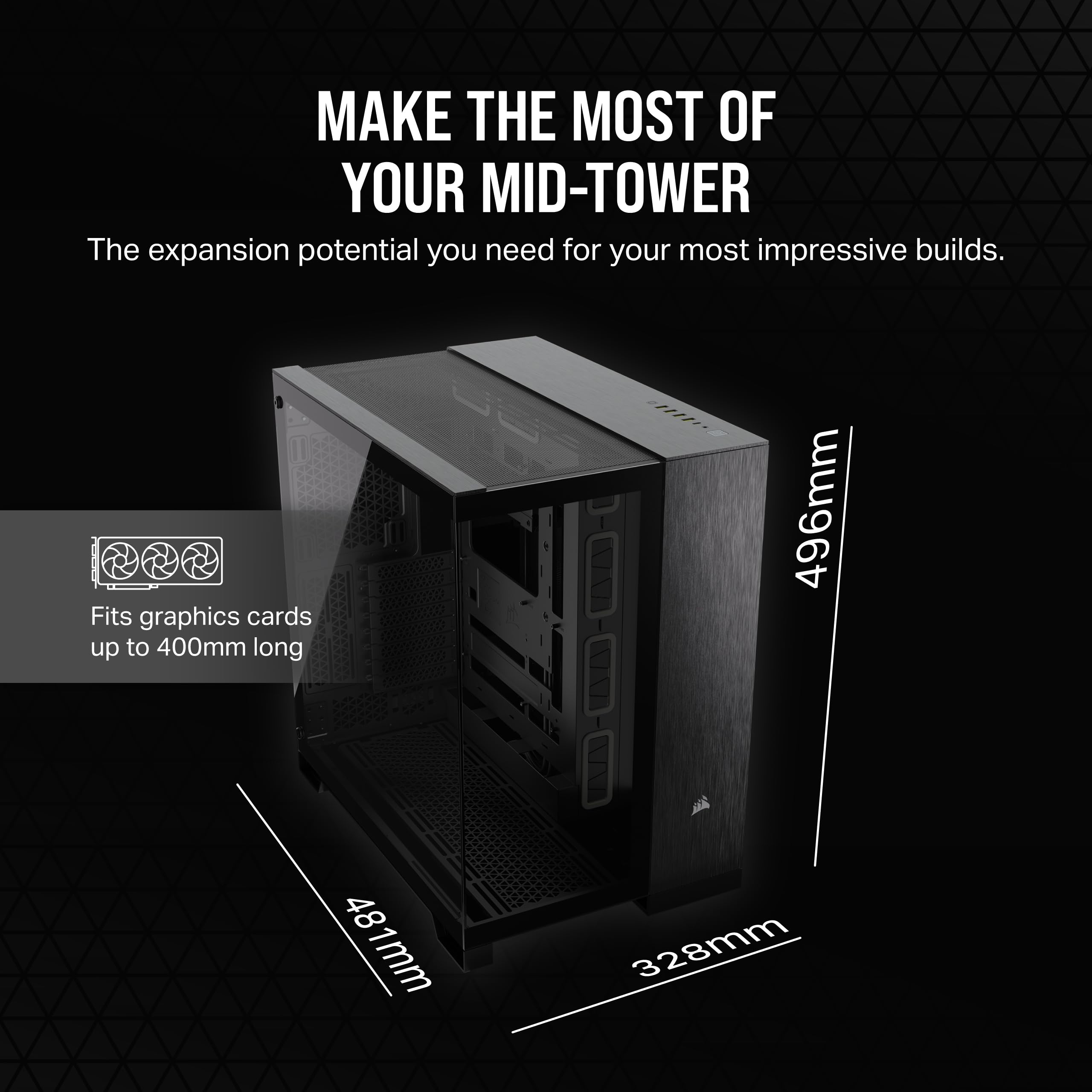 CORSAIR 6500X Mid-Tower ATX PC Case - Dual Chamber Design, Panoramic Tempered Glass, Reverse Motherboard Compatibility - Black/Obsidian Aluminum (No Fans Included) - Perfect for Gaming Rigs & High-Performance Builds
