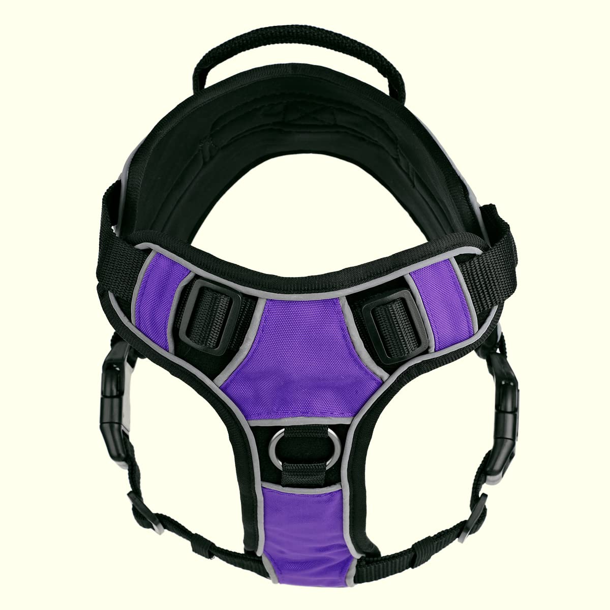 No-Pull Dog Harness with Reflective Strips & Quick Release Buckles - Soft Comfortable Vest with 3D Rubber ESA Patches & Handle - Adjustable 15-18 Inch Purple Harness for Walking, Training & Outdoor Adventures