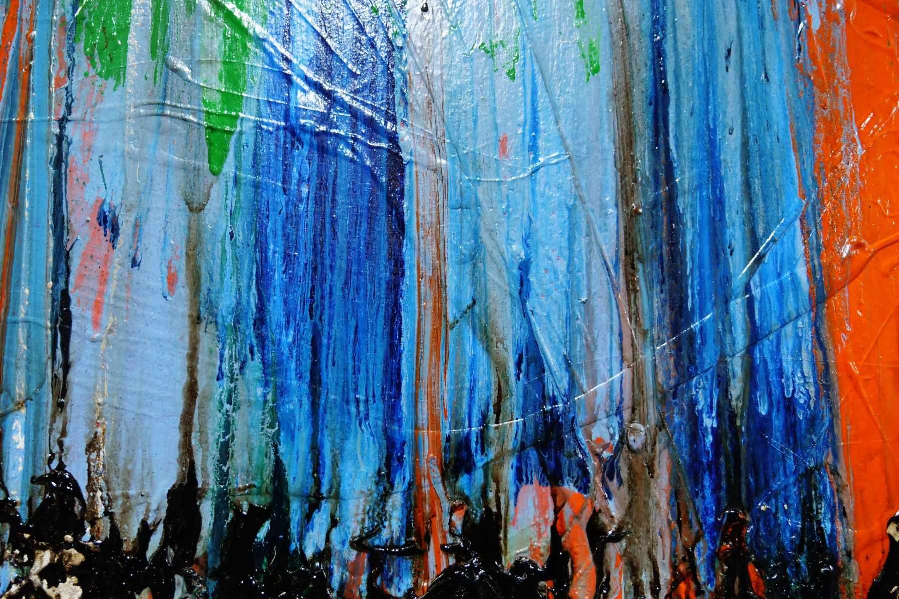 240cm x 100cm Orange Blue Textured Abstract Wall Art Painting - Modern Home Decor for Living Room, Bedroom & Office