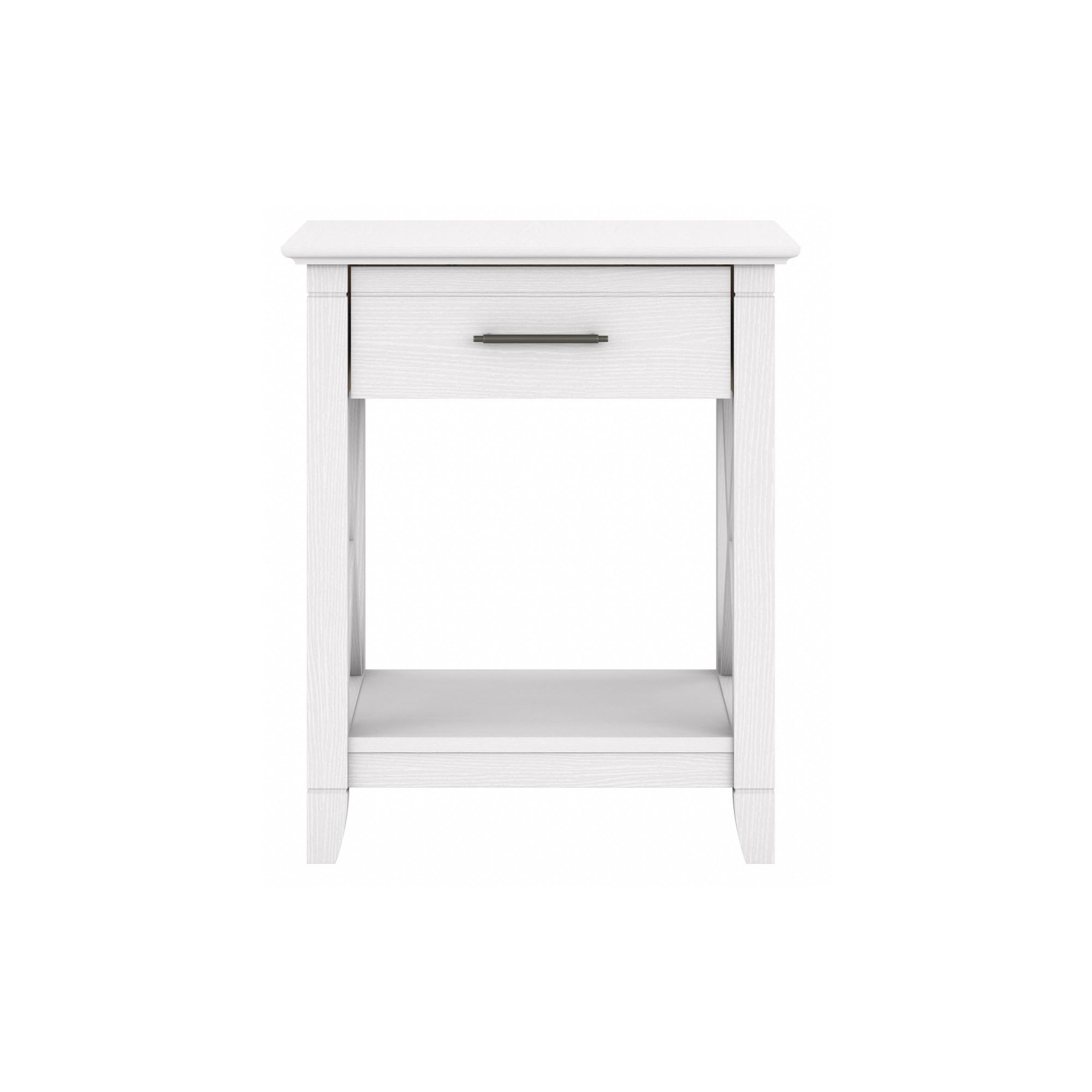 Bush Furniture Key West End Table with Storage - Pure White Oak Finish - Small Side Table for Living Room, Bedroom, or Office