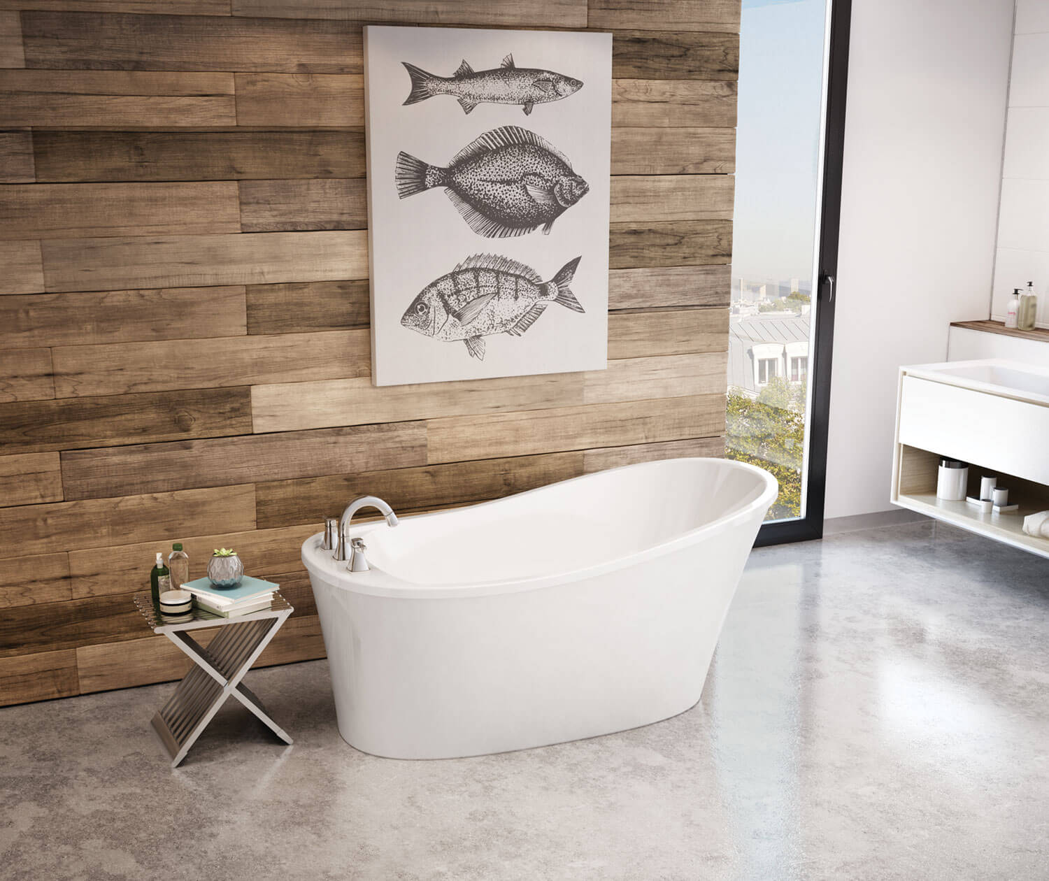 Ariosa 6032 Freestanding Acrylic Bathtub - Modern Soaking Tub for Luxury Bathroom & Spa Relaxation at Home