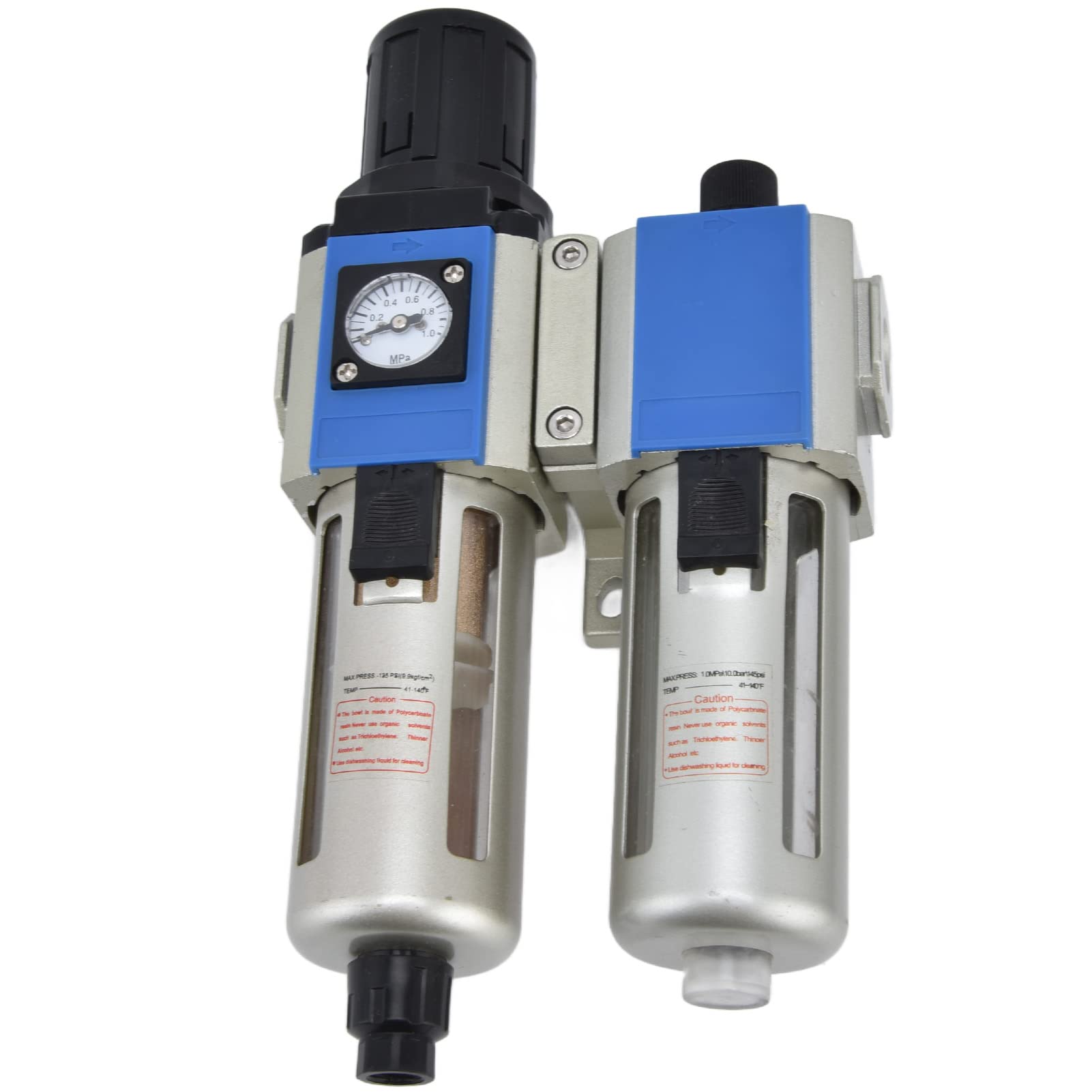 GFC300-08 Aluminum Alloy Air Compressor Flow Filter Regulator Lubricator Combo - Oil Water Separator for Pneumatic Tools & Industrial Equipment - Perfect for Workshop, Garage & Factory Use