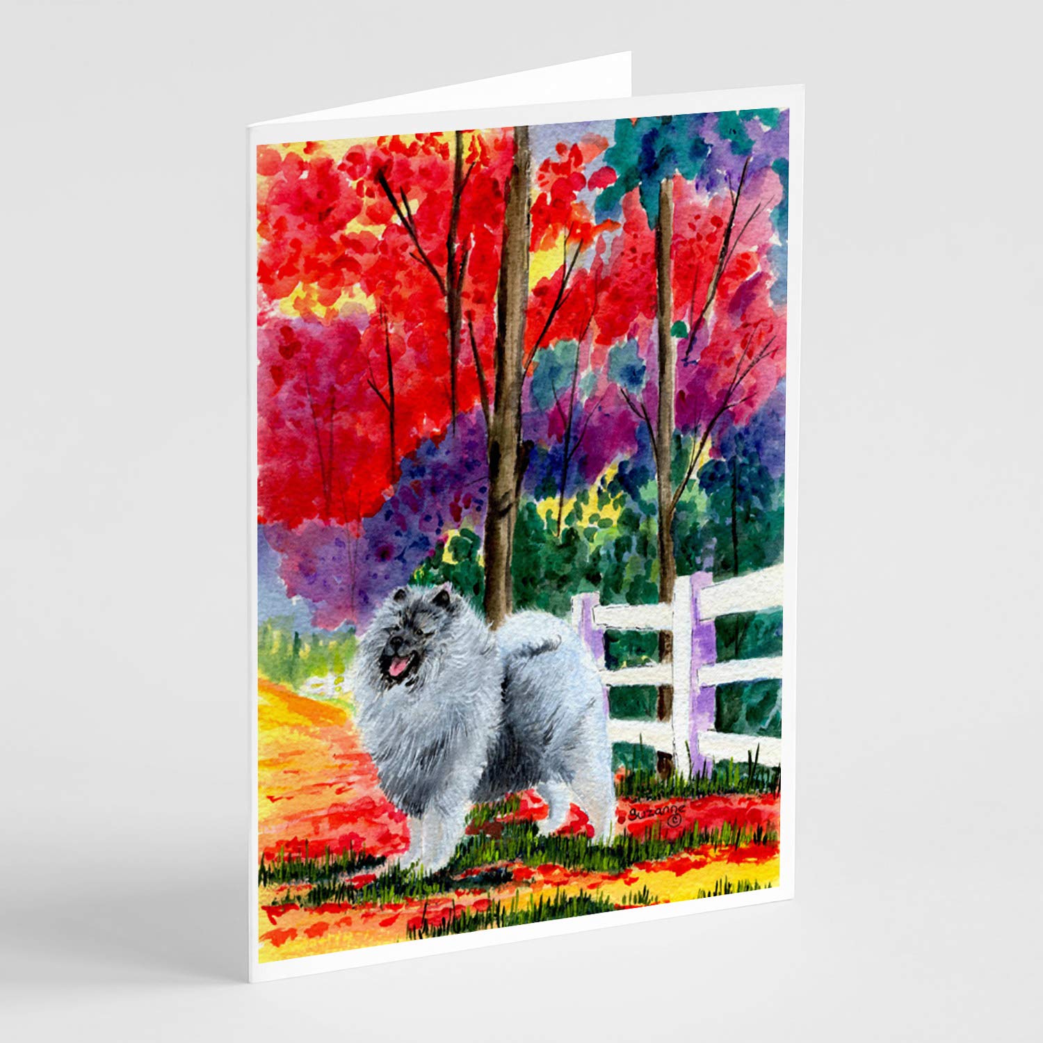 Keeshond Greeting Cards & Envelopes Set - Pack of 8 Blank A7 (5x7) Note Cards with Whimsical Dog Design | Perfect for Birthday Wishes, Thank You Notes & Holiday Cards
