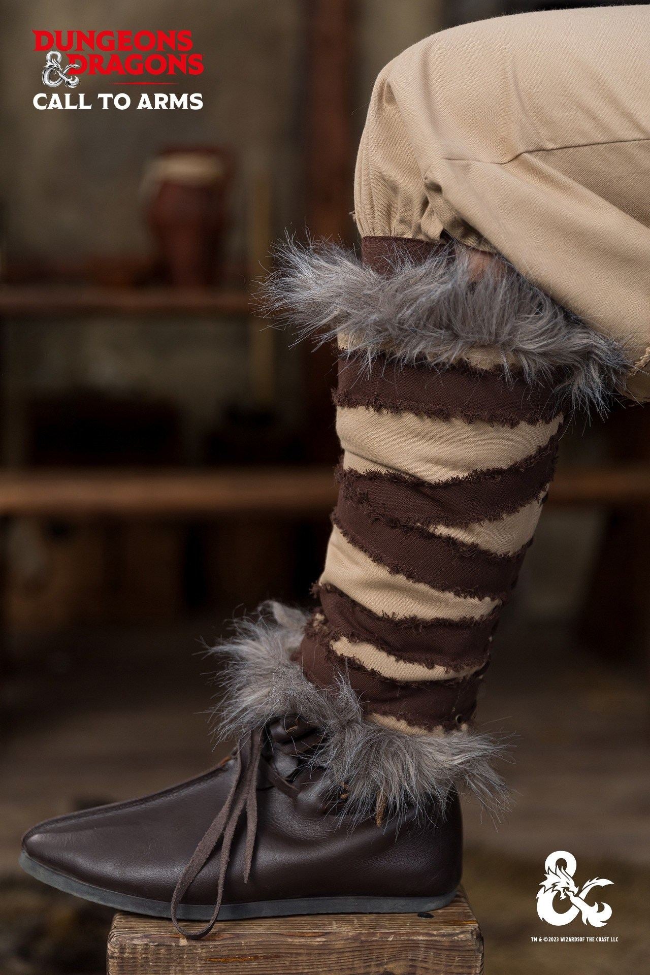Dungeons & Dragons Barbarian Greaves - Medieval Fantasy Armor for LARP & Cosplay - Hemp/Brown Leather Leg Guards for D&D RPG Game Costume