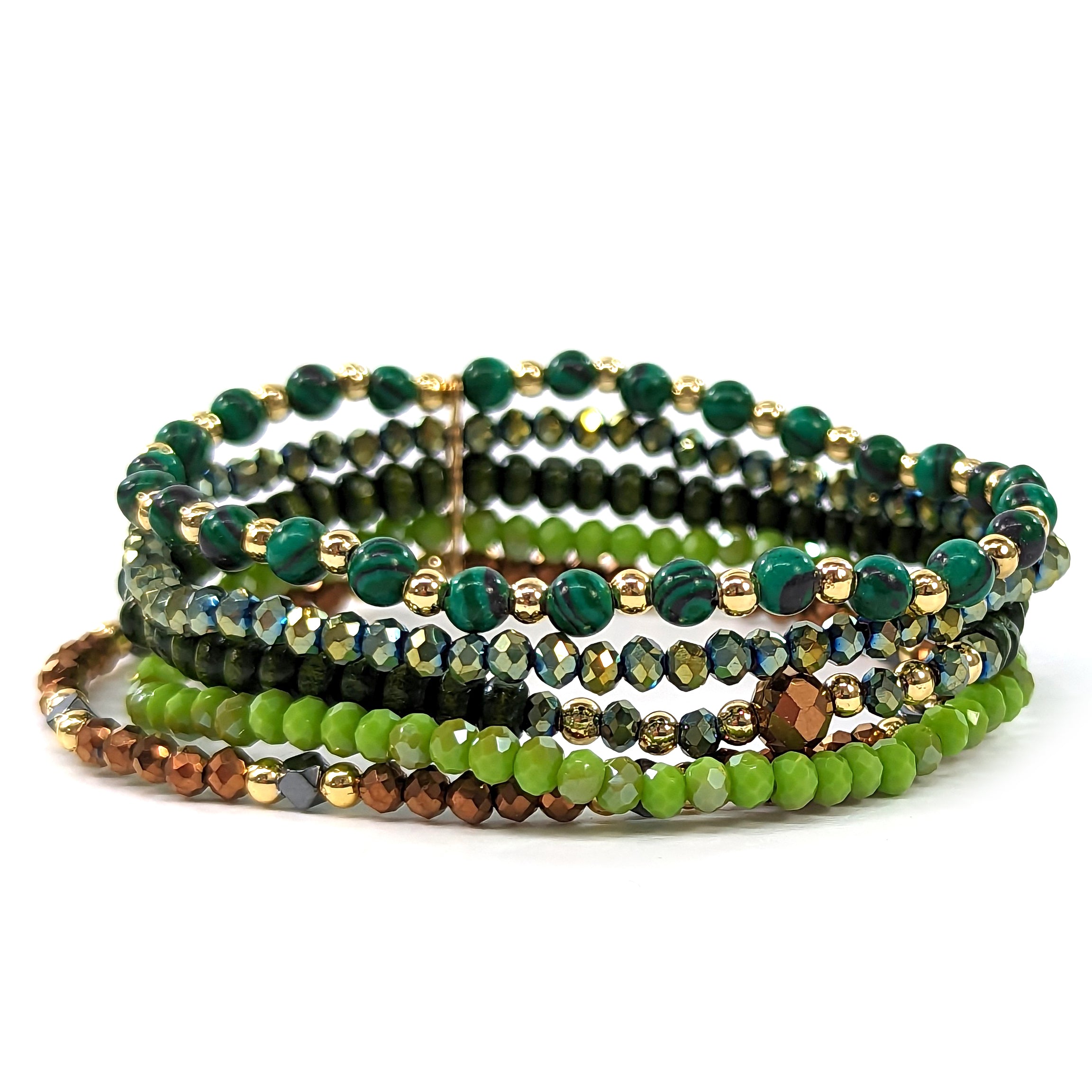 Multi Strand Beaded Bracelet for Women - Green Jade Stone Adjustable Wrap Bracelet | Boho Chic Handmade Jewelry for Everyday Wear & Gifts
