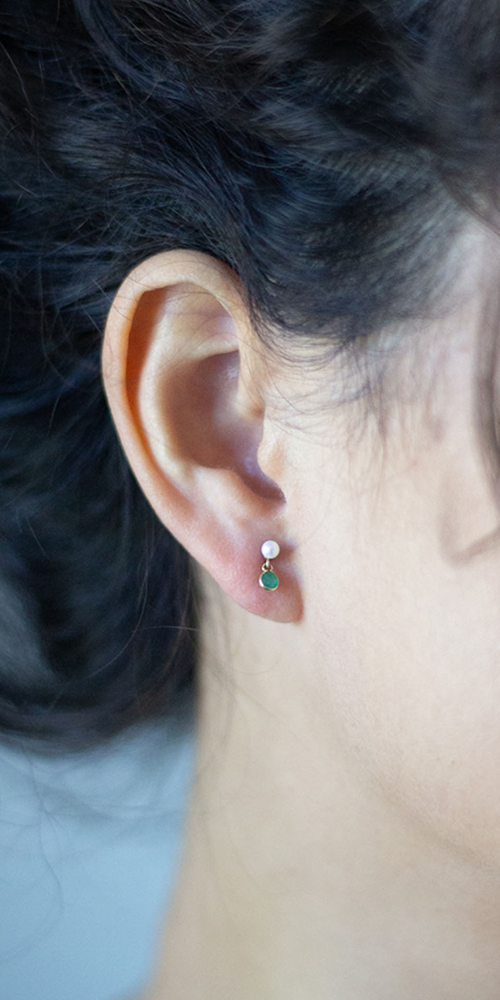 Emerald & Pearl Link Earrings for Women - Elegant Dangle Drop Jewelry for Wedding, Party & Special Occasions
