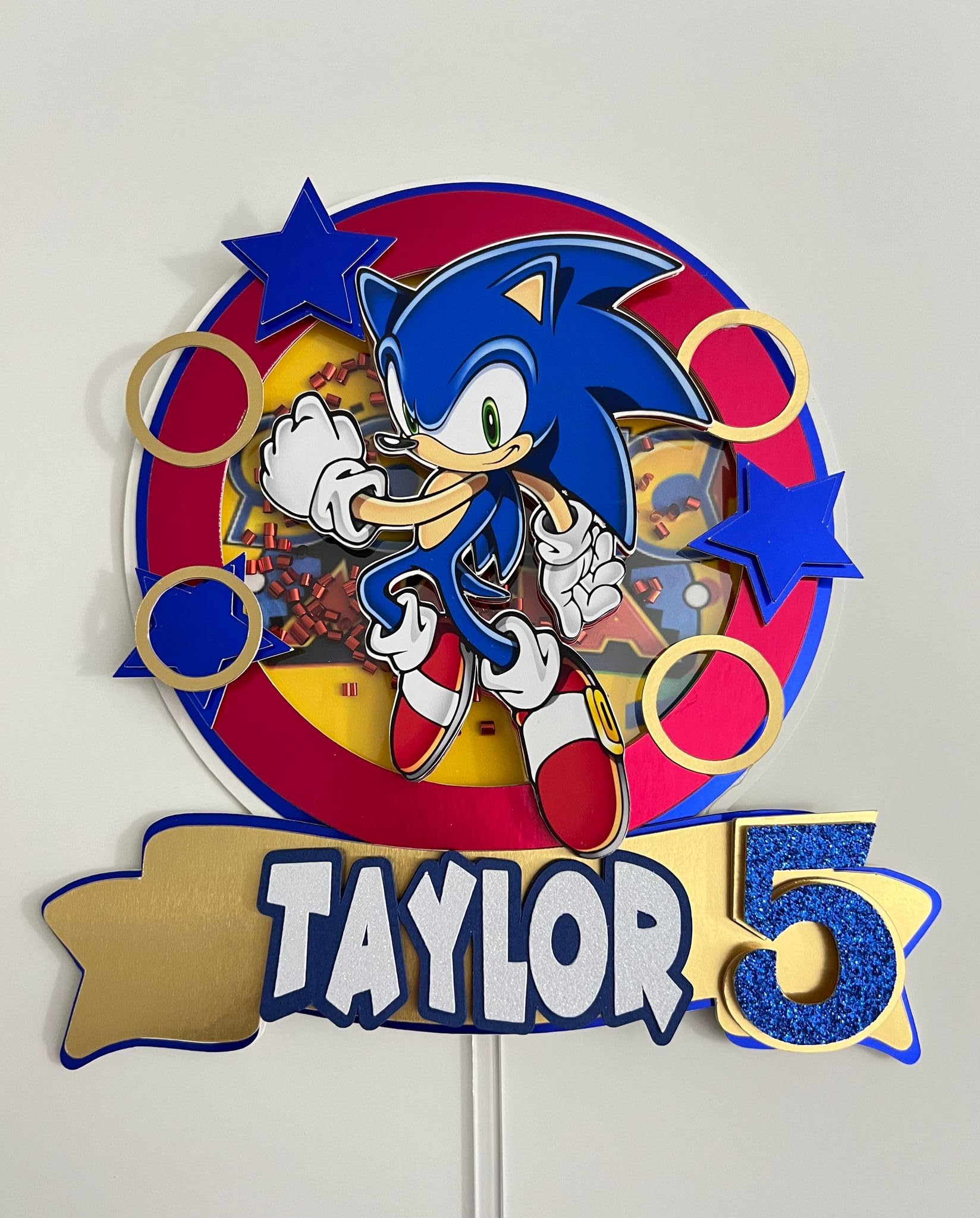 Custom Sonic Cake Topper - 3D Printed Birthday Party Decorations for Kids & Adults - Perfect for Sonic The Hedgehog Themed Cakes, Cupcakes & Desserts