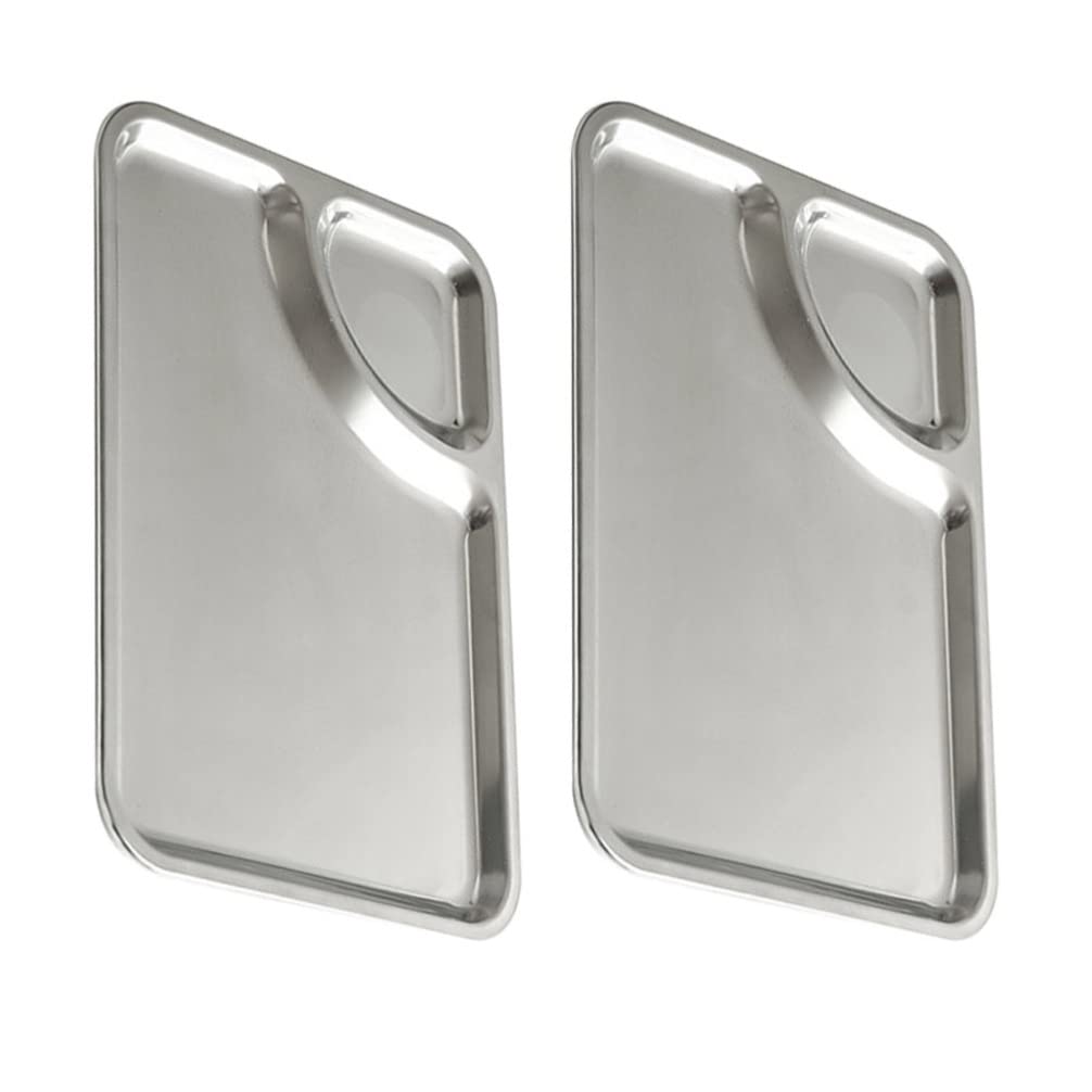 Hemoton Stainless Steel Divided Sauce Dishes - 2 Pack Reusable Dipping Bowls with Compartments | Perfect for Sushi, Condiments, Snacks & Appetizers | Ideal for Kitchen, Dining Table, Outdoor Picnics & Party Serving