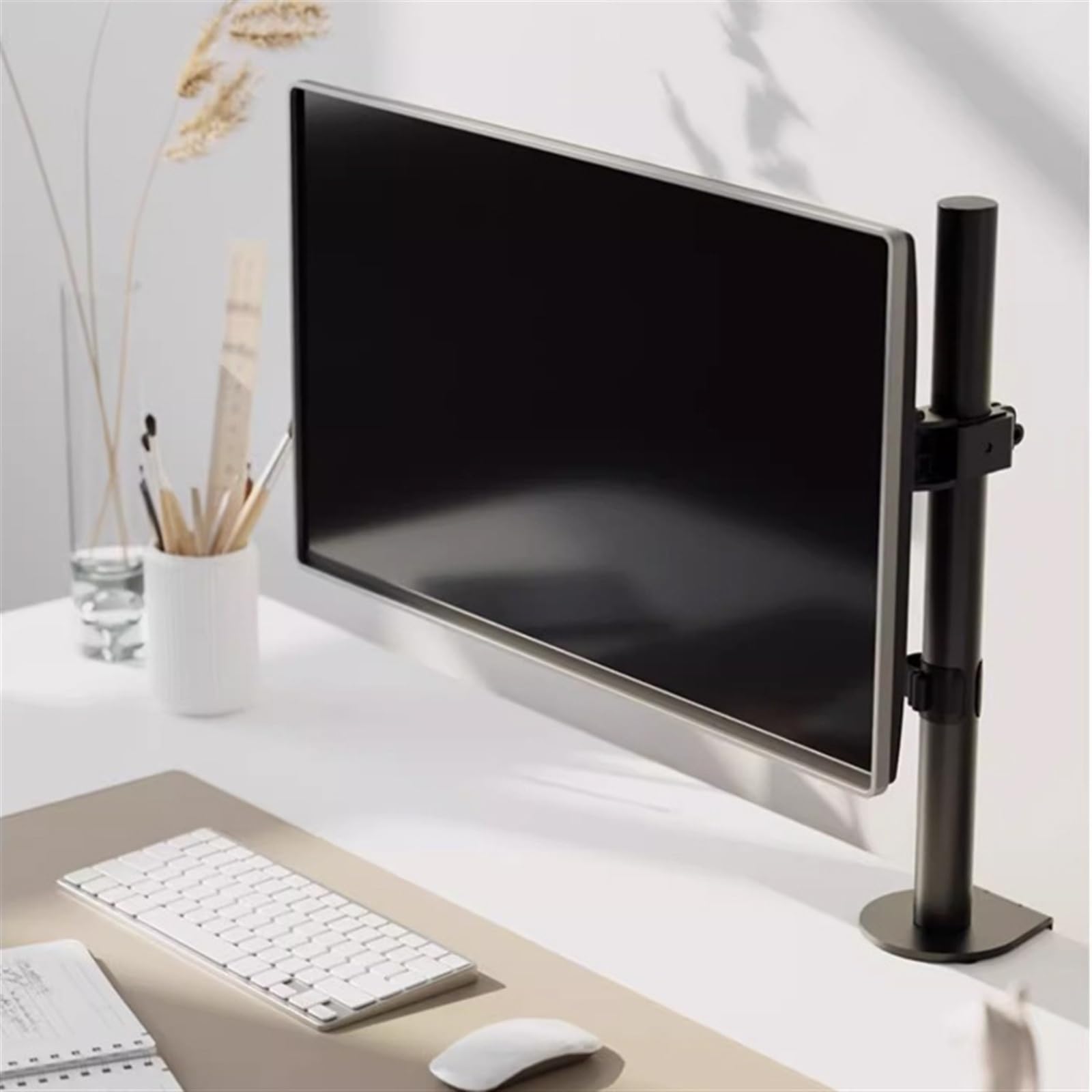 Adjustable Single Monitor Stand for 13-32 Inch Screens (Up to 17.6 lbs) - Full Motion Monitor Mount Arm with C-Clamp & Grommet Base (Max VESA 100x100mm) - Perfect for Home Office, Gaming Setup, and Workspace Ergonomics