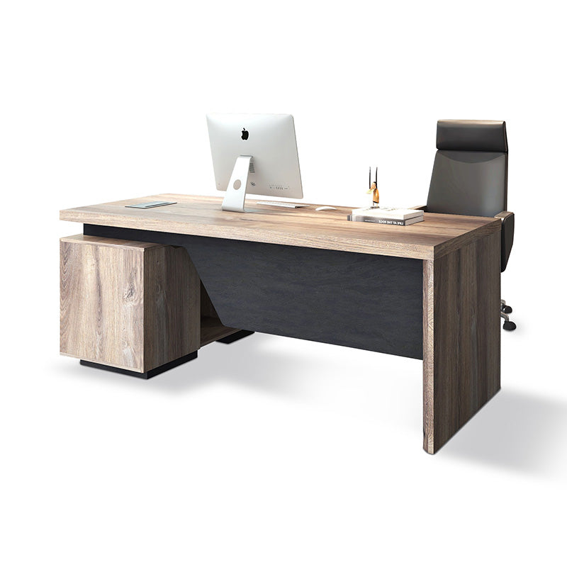 BALDER Executive Desk with Right Return 1.8M-2.0M Warm Oak & Black - Modern Office Furniture for Home & Business Workspaces