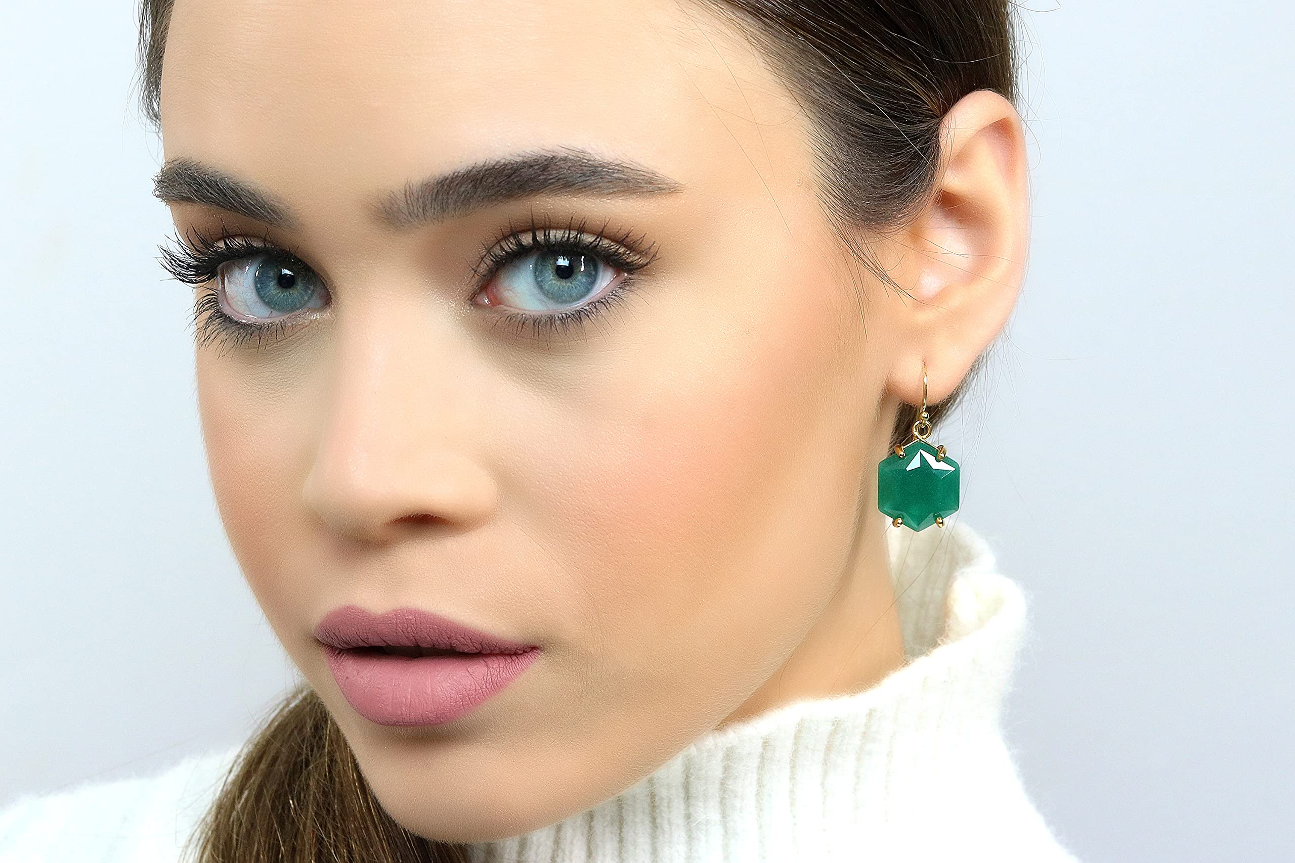 Onyx Anemone Earrings for Women - Handmade Geometric Dangle Earrings in Vibrant Green - Customizable Statement Gemstone Jewelry | Perfect for Parties, Weddings & Everyday Fashion