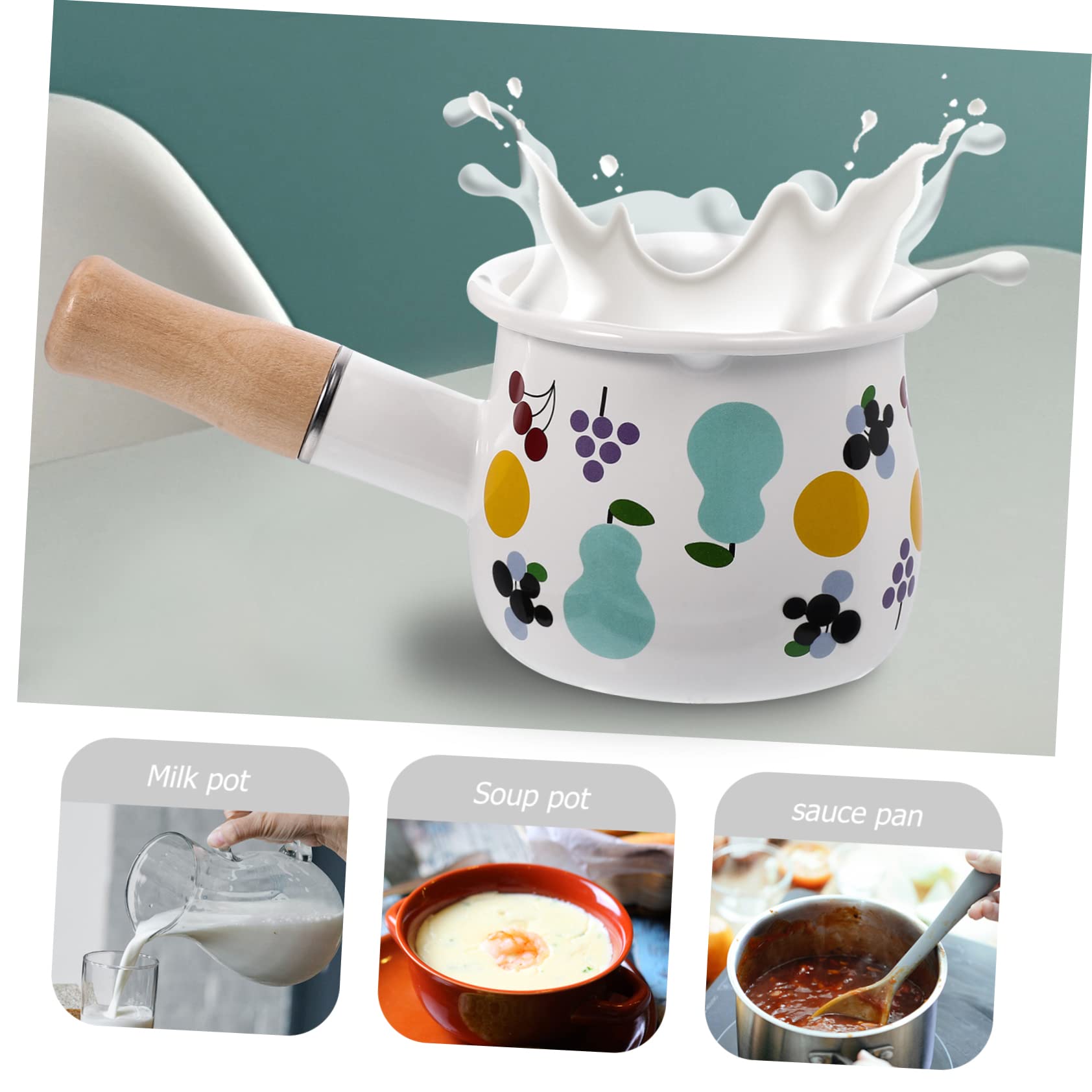 Portable Enamel Butter Warmer & Milk Pan with Handle - Perfect for Baby Food Heating, Melting Butter, and Kitchen Use | Ideal for Home, Camping, and Travel