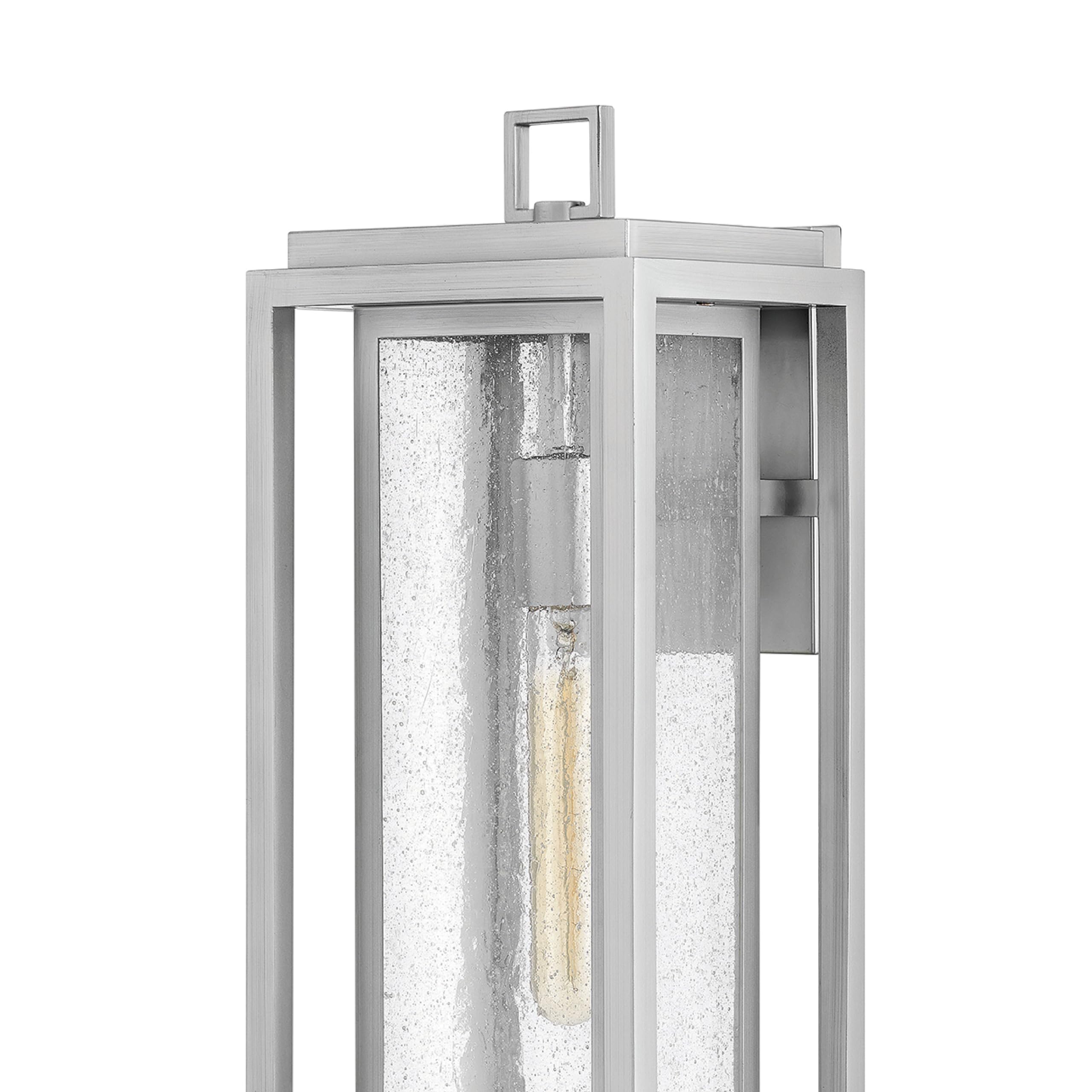 Hinkley Republic 1005SI Large Outdoor Wall Mount Lantern - Modern Transitional Double Frame Design, Satin Nickel Finish - Coastal Elements Collection - Perfect for Porch, Patio, and Entryway Lighting