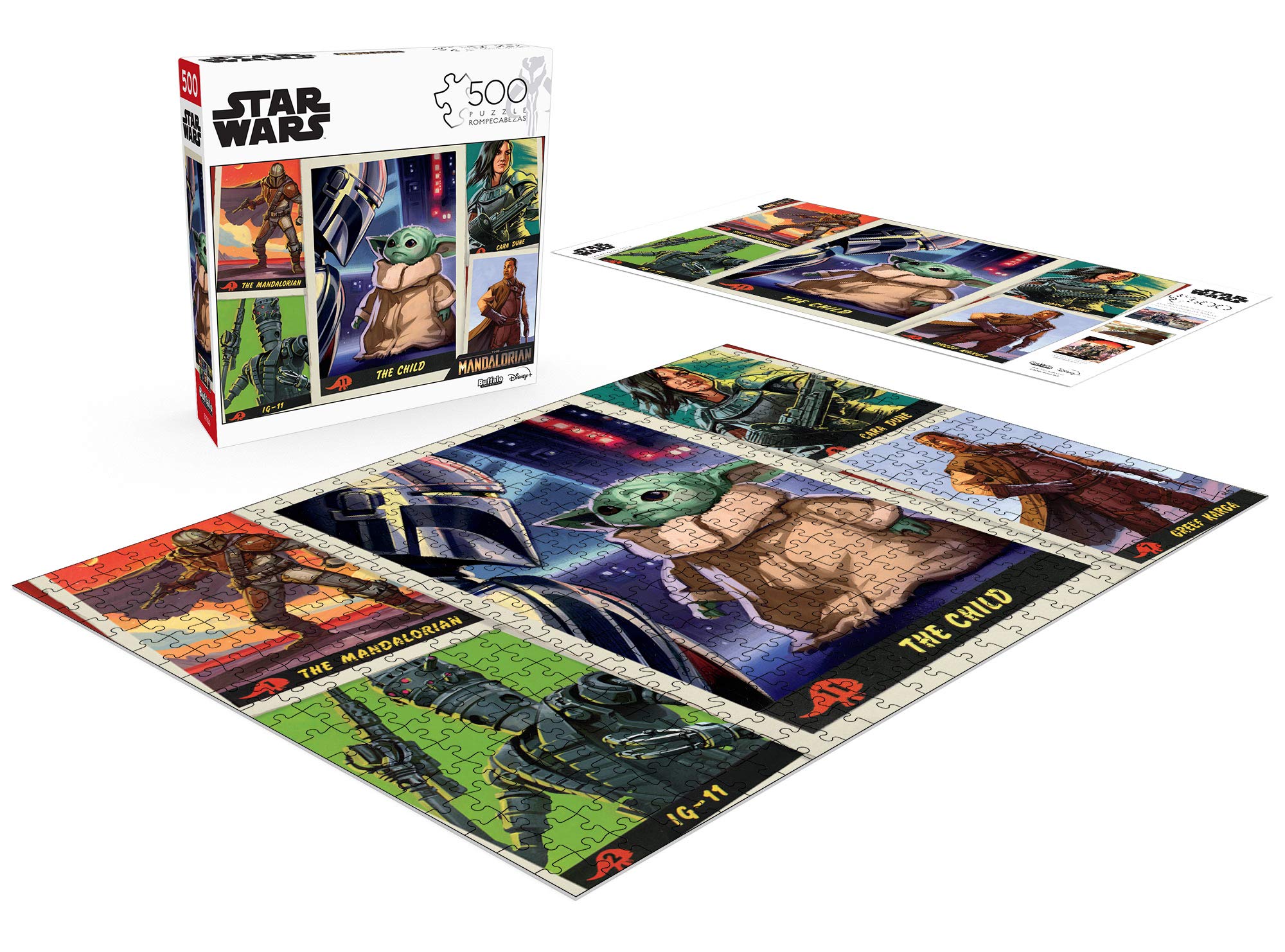 Star Wars The Mandalorian 500-Piece Jigsaw Puzzle - Buffalo Games Trading Card Collection - Perfect for Family Game Night & Star Wars Fans Gift